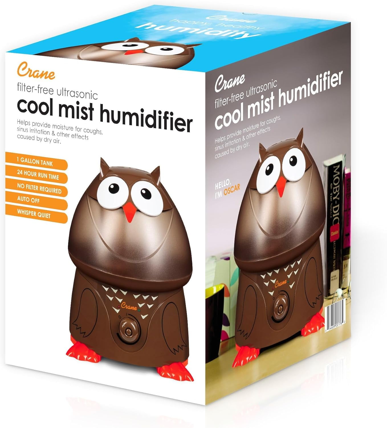 Crane Adorables Ultrasonic Cool Mist Humidifier for Nursery and Bedroom (Brown, 1 Gallon) zxv39
