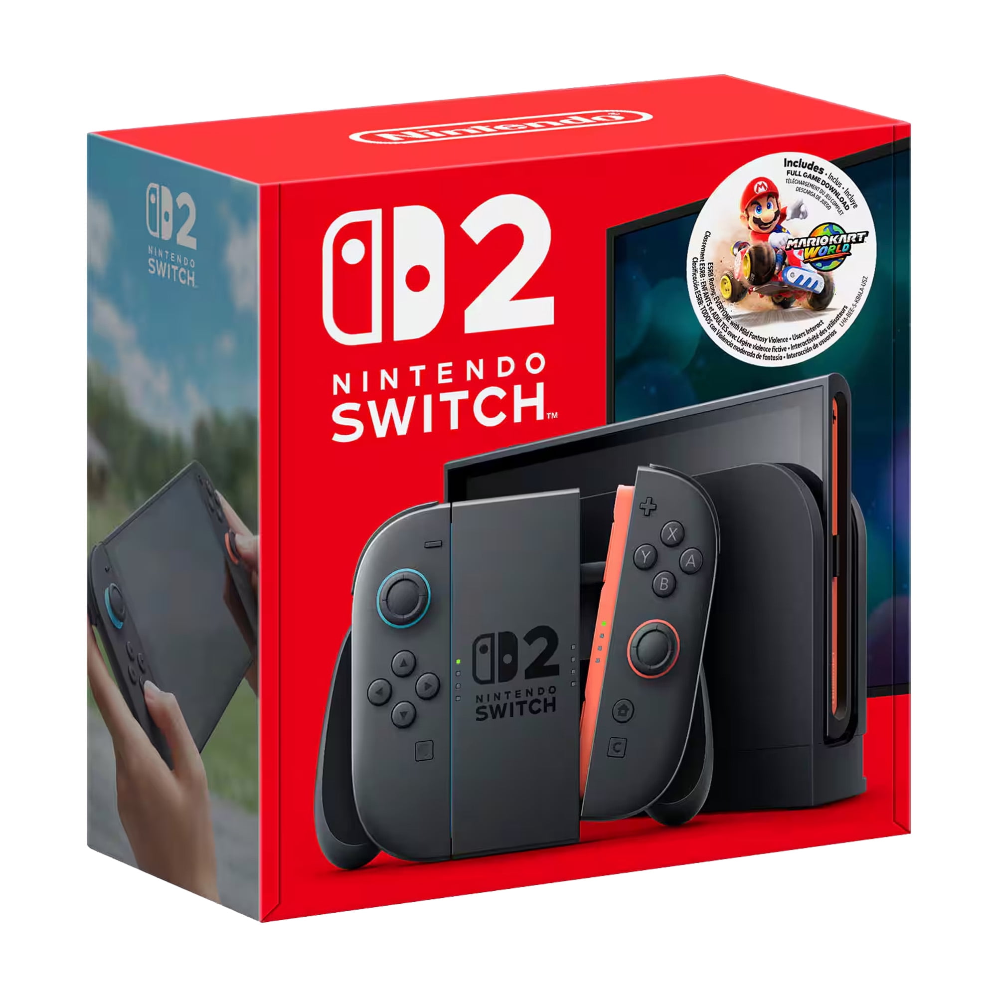 Nintendo Switch 2 Mario Kart World Bundle (256GB, 7.9-in Screen, Neon Blue/Neon Red) qxdek