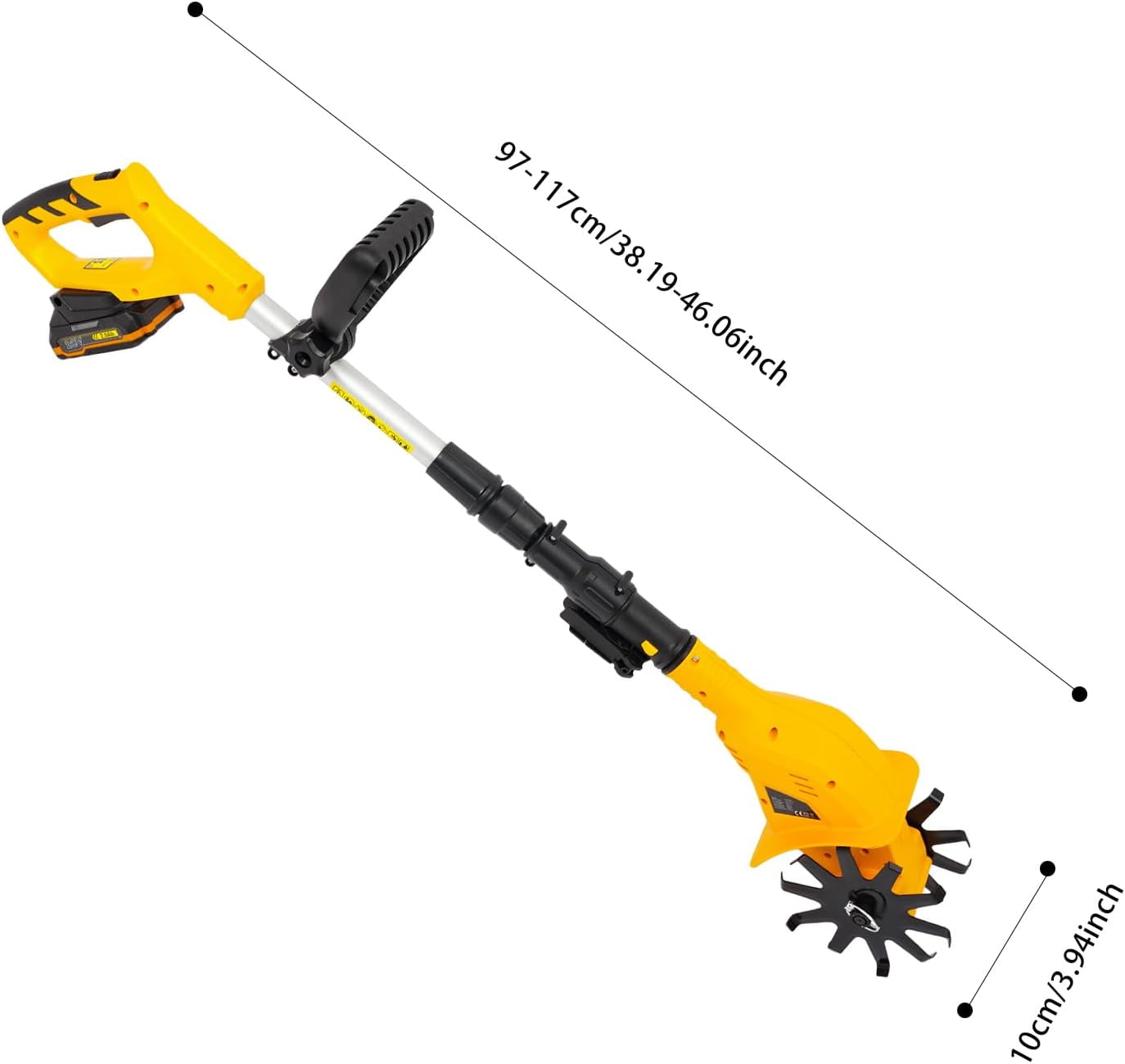 Generic 20V Cordless Electric Garden Tiller Cultivator (Adjustable Shaft, 8.38 lb) qbyu1
