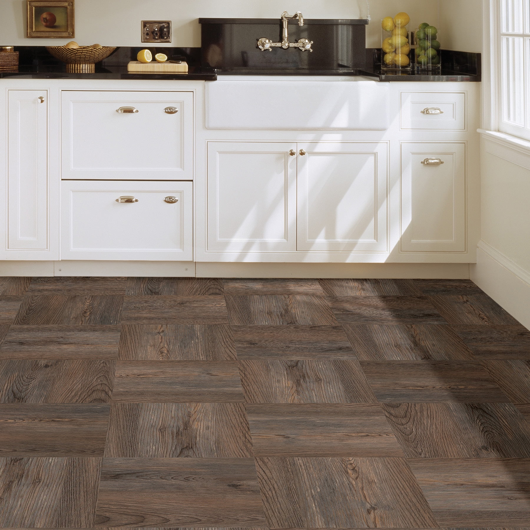 FloorPops Knotting Hill Peel & Stick Floor Tiles (Brown, 10 sq ft) z549g