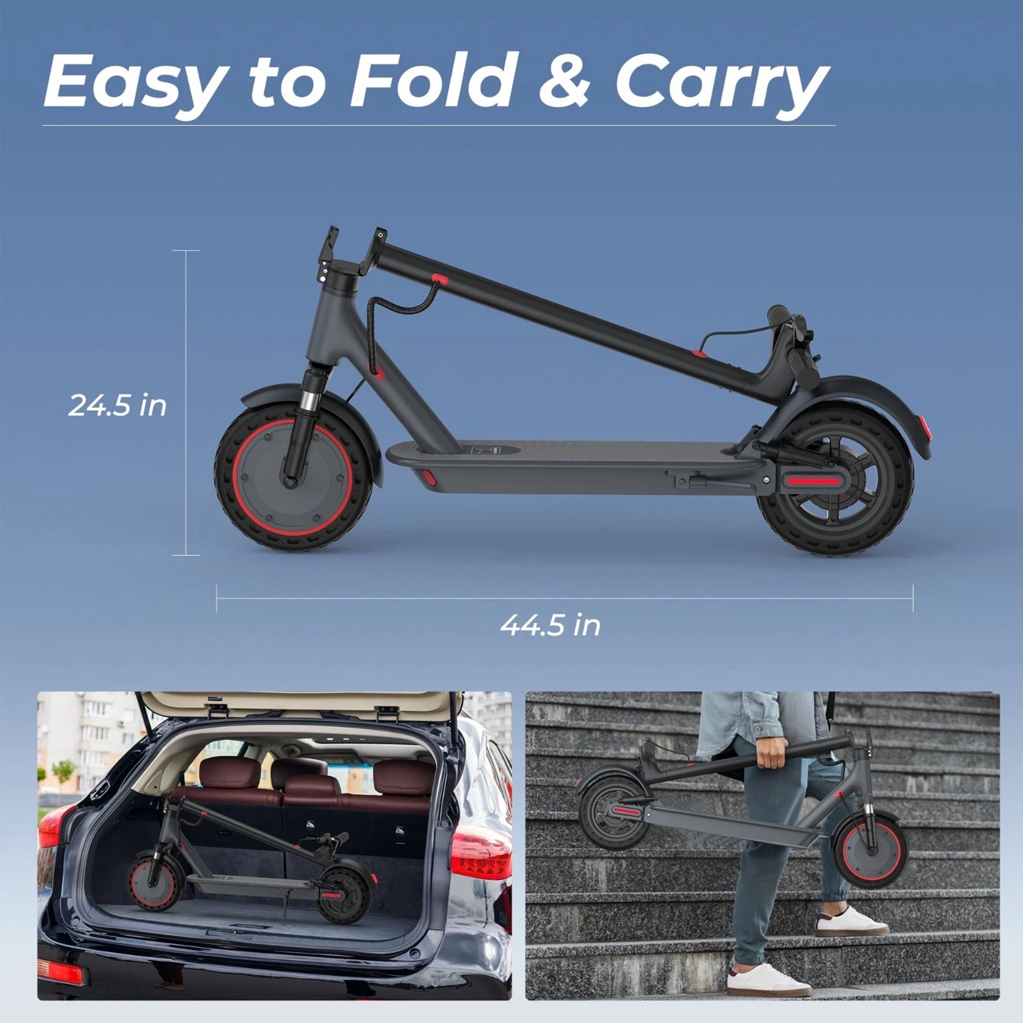Generic Electric Scooter for Adults, 500W Motor, 22 MPH Max Speed, Foldable Commuter Scooter (Gray, 36 lb) 37cbr
