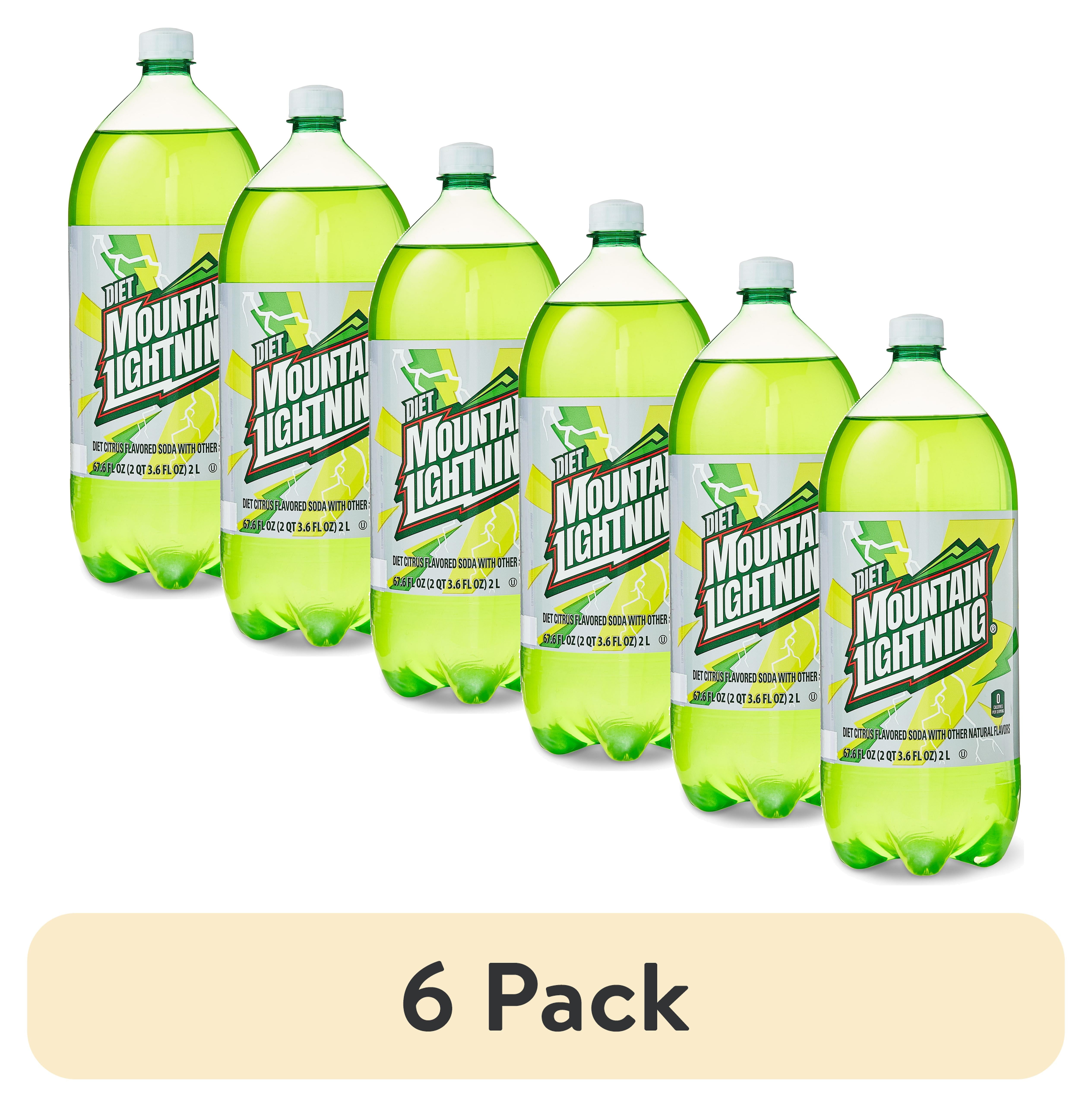 Great Value Diet Mountain Lightning Soda, Zero Sugar Refreshment (6 Pack, 67.6 fl oz) t98lr