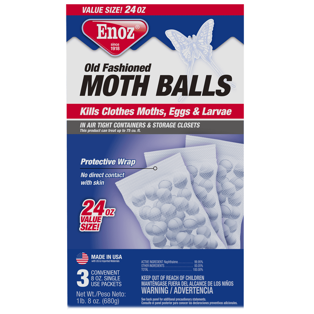 Enoz Old Fashioned Moth Balls, Naphthalene Clothes Moth Killer (3 Packets, 24 oz) 4ohot