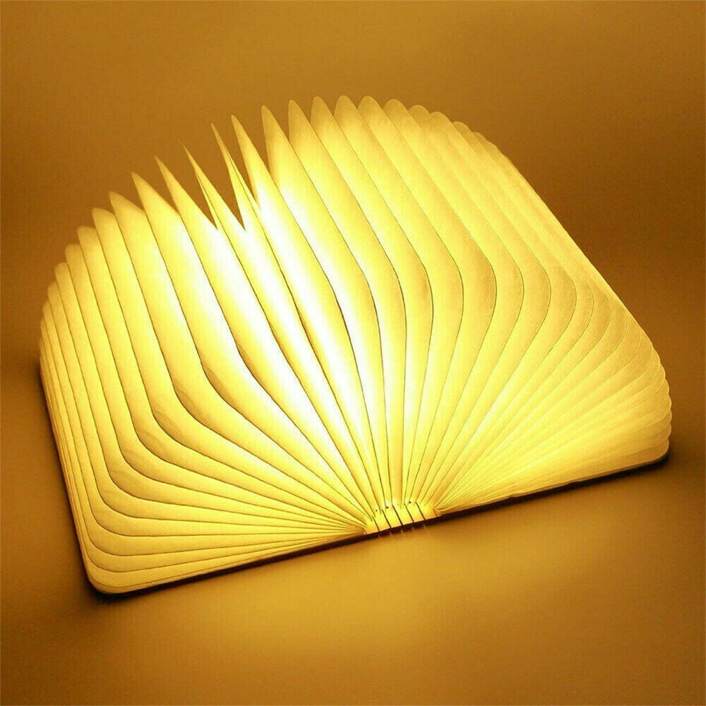 Glam Hobby Wooden Book Lamp Folding Portable LED Desk Light (Brown, 8 in) 3l4wm