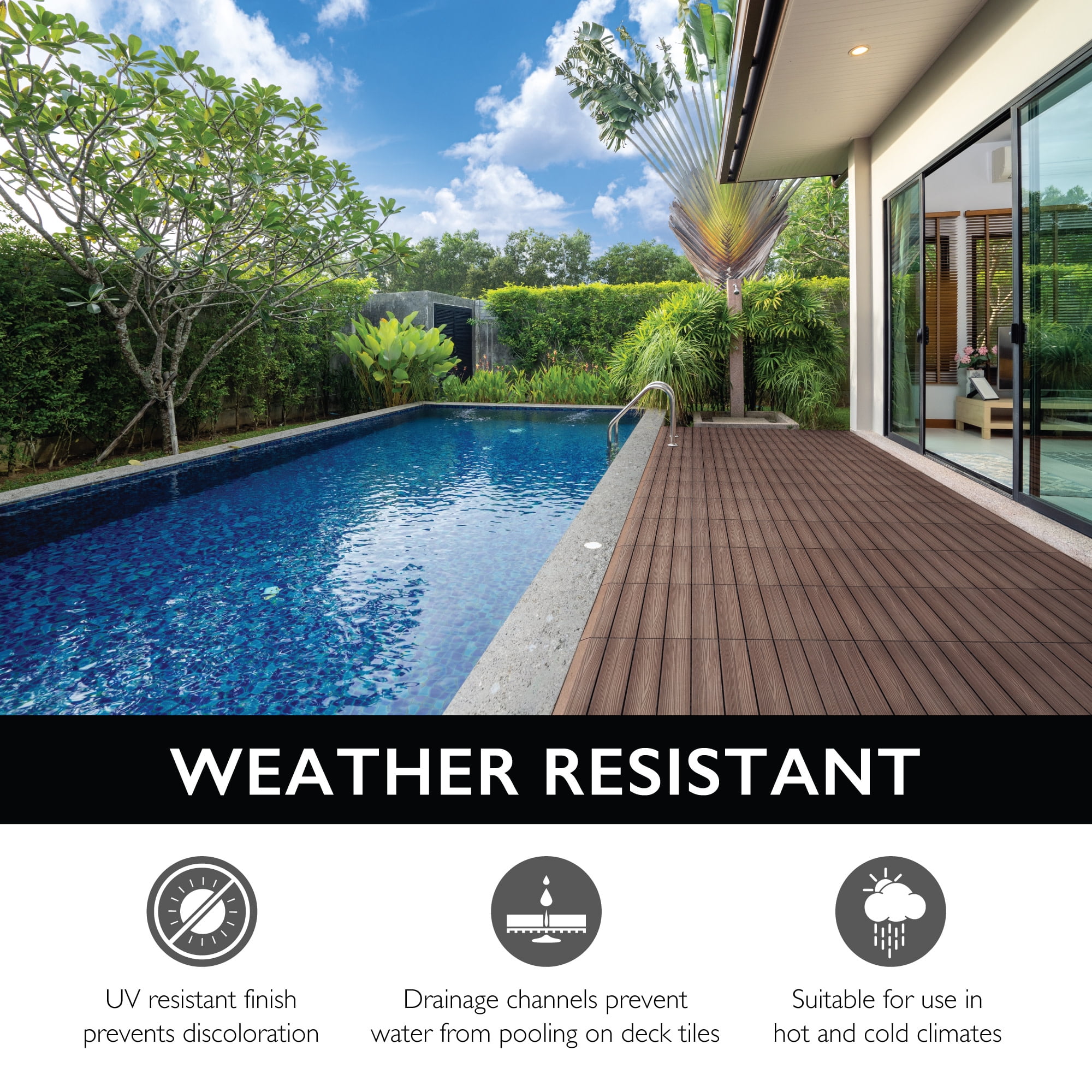 Design House Interlocking Wood Composite Deck Tiles (Russet Canyon Brown, 12 in x 12 in, 6-Pack) kihp4