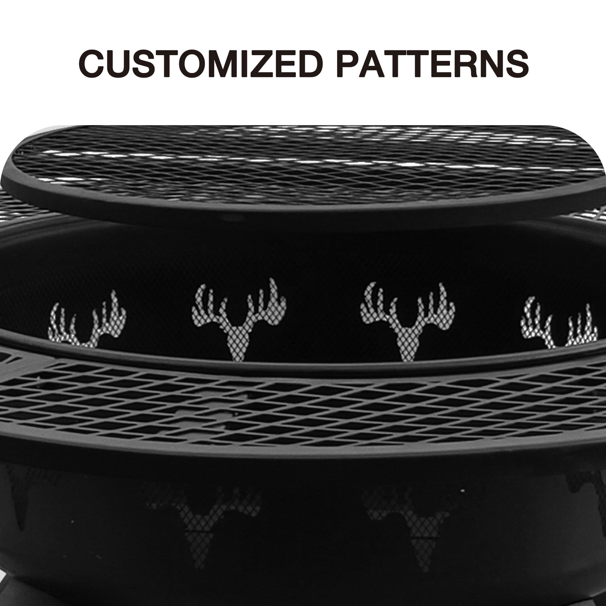 Bestier 47 in Outdoor Wood Burning Fire Pit with Swivel Grill Grate (Black, 47 in) elp2h