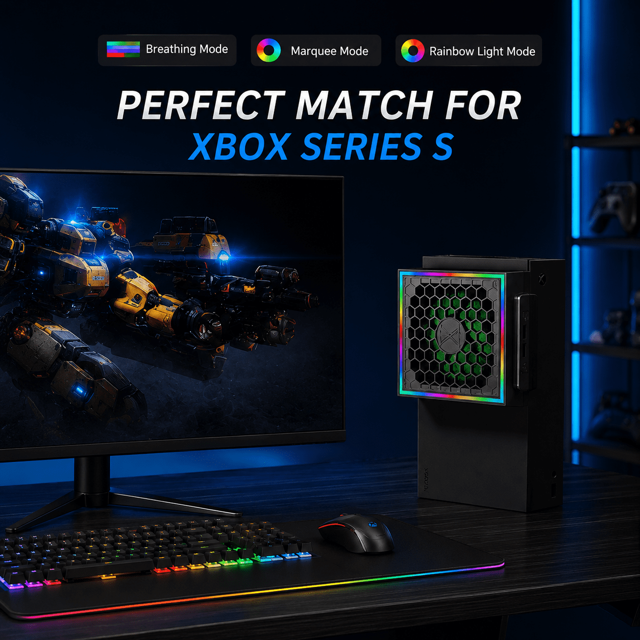 Prociv Cooling Fan for Xbox Series S, RGB Console Cooler System with 3 Adjustable Speeds (Black) d8t2o