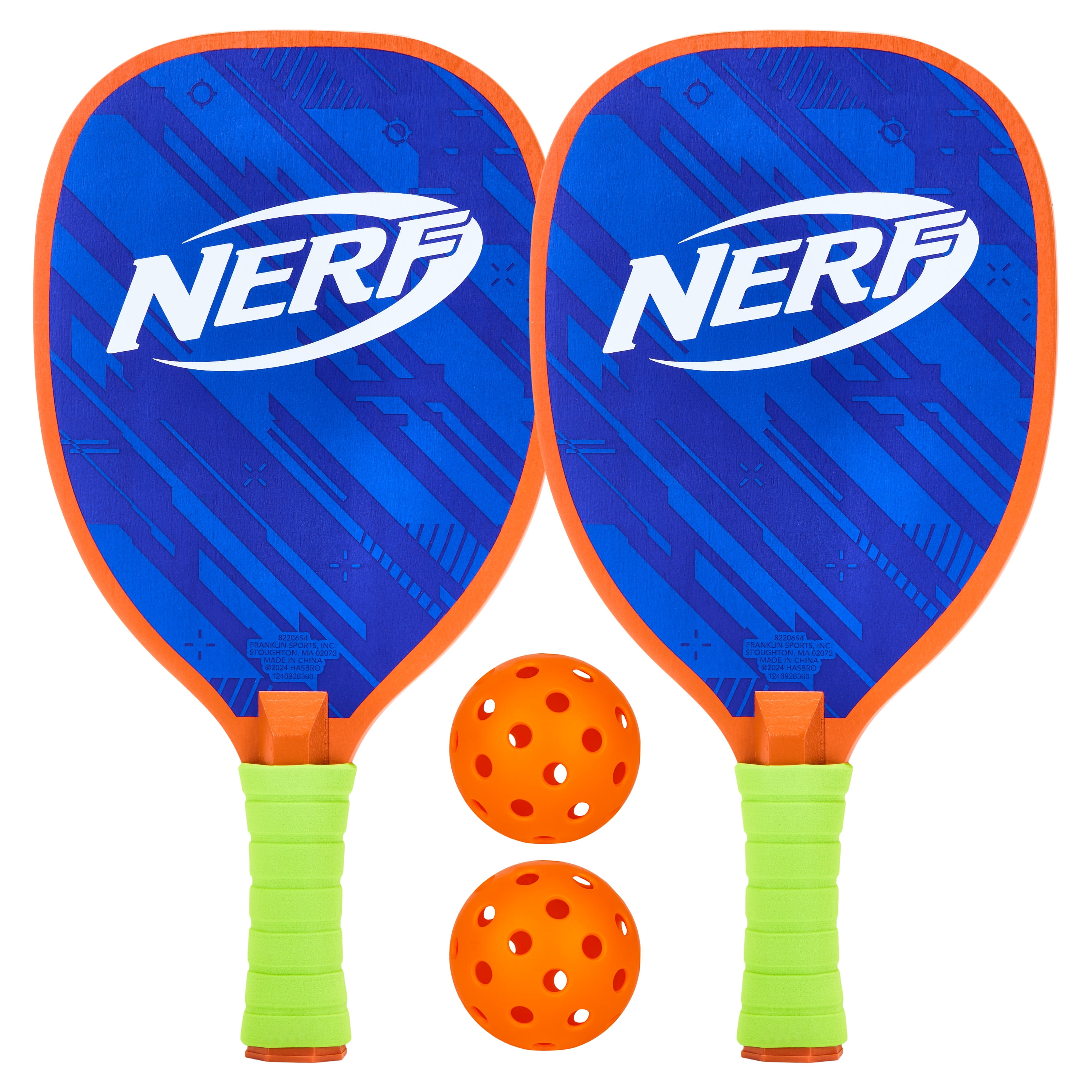 Nerf 2 Player Pickleball Paddle Set with Mesh Carry Bag (Blue/Green, 4-Piece Set) g9it1