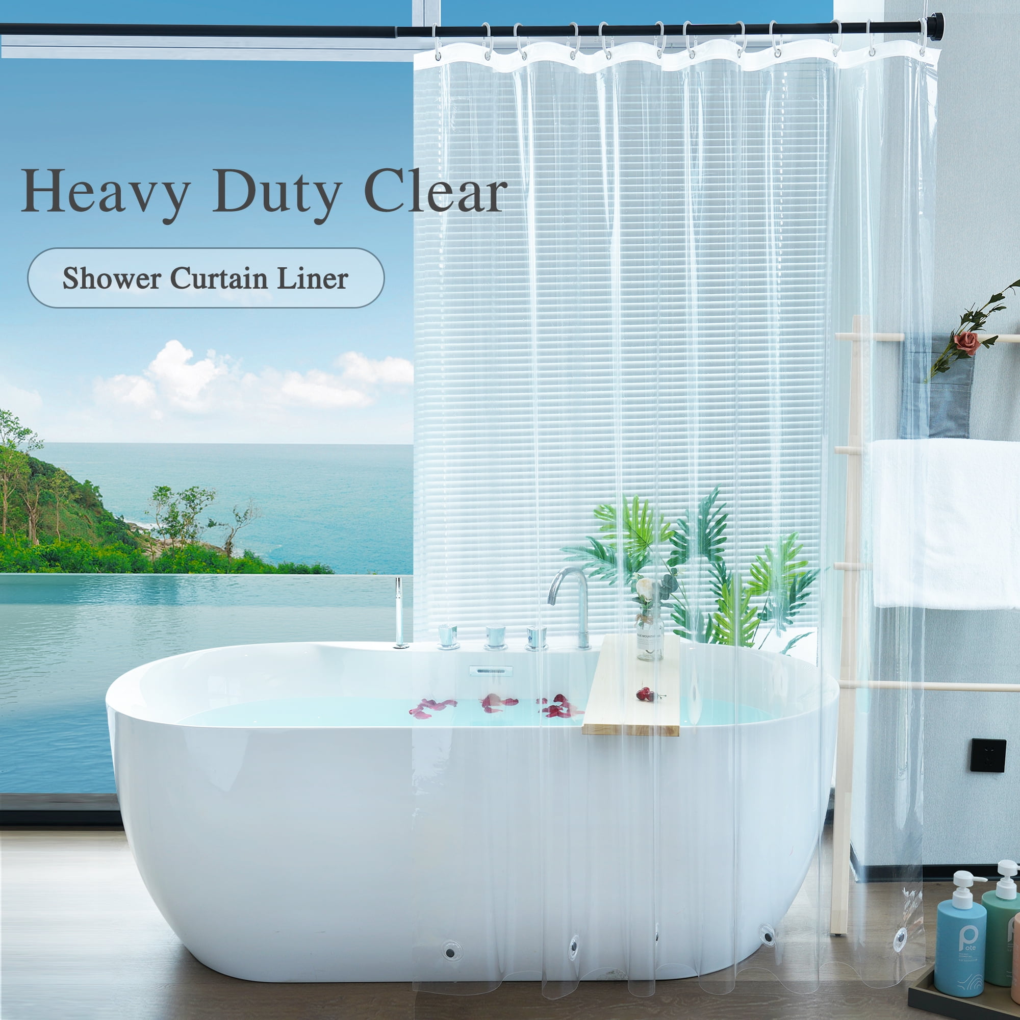 Inosoo Extra Long Shower Curtain Liner, Heavy Duty Waterproof PEVA Plastic with Magnets (Clear, 72 in x 78 in) 5ii2k