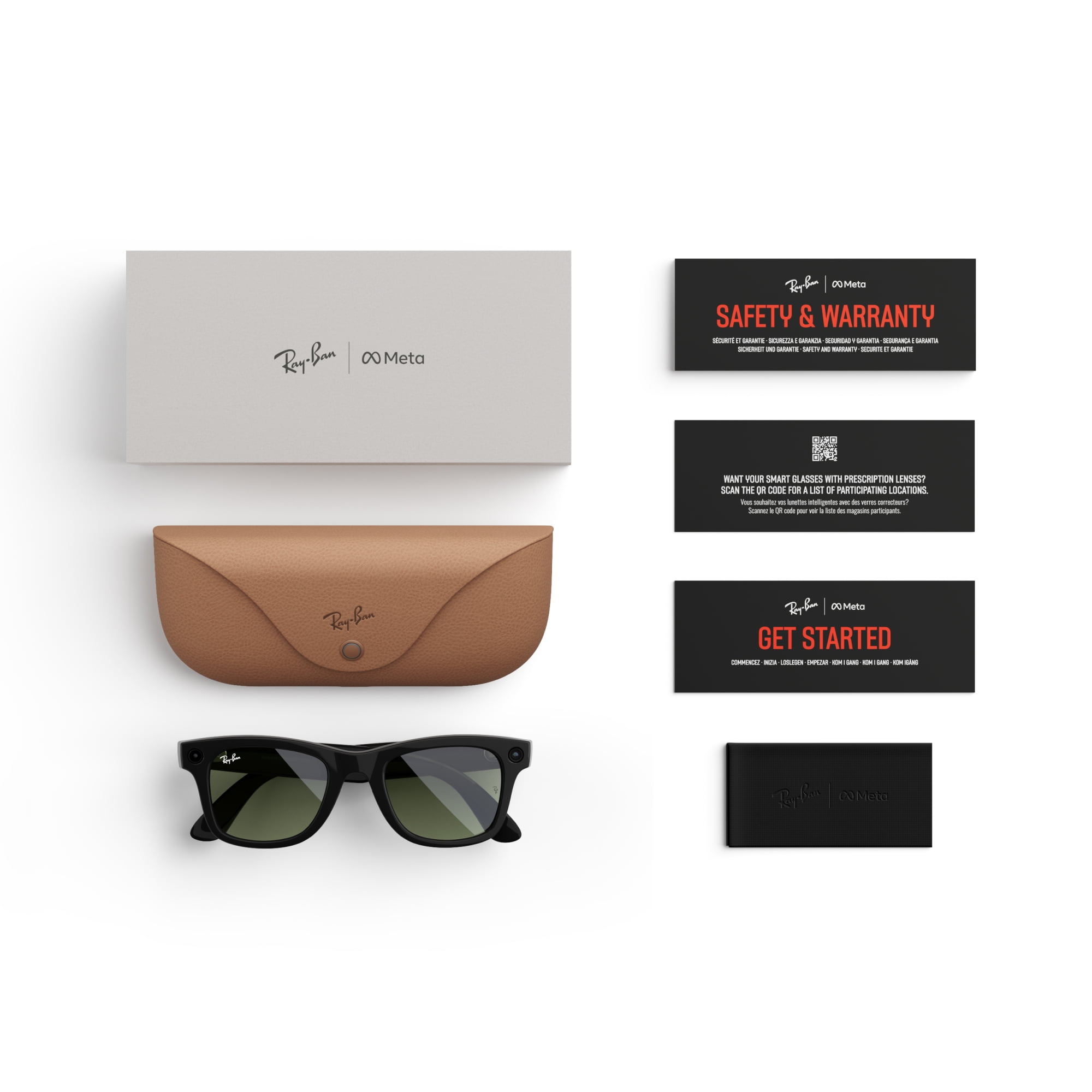 Ray-Ban Meta Wayfarer Smart AI Glasses (Shiny Black, Green Lenses, Gen 1) g1gp4