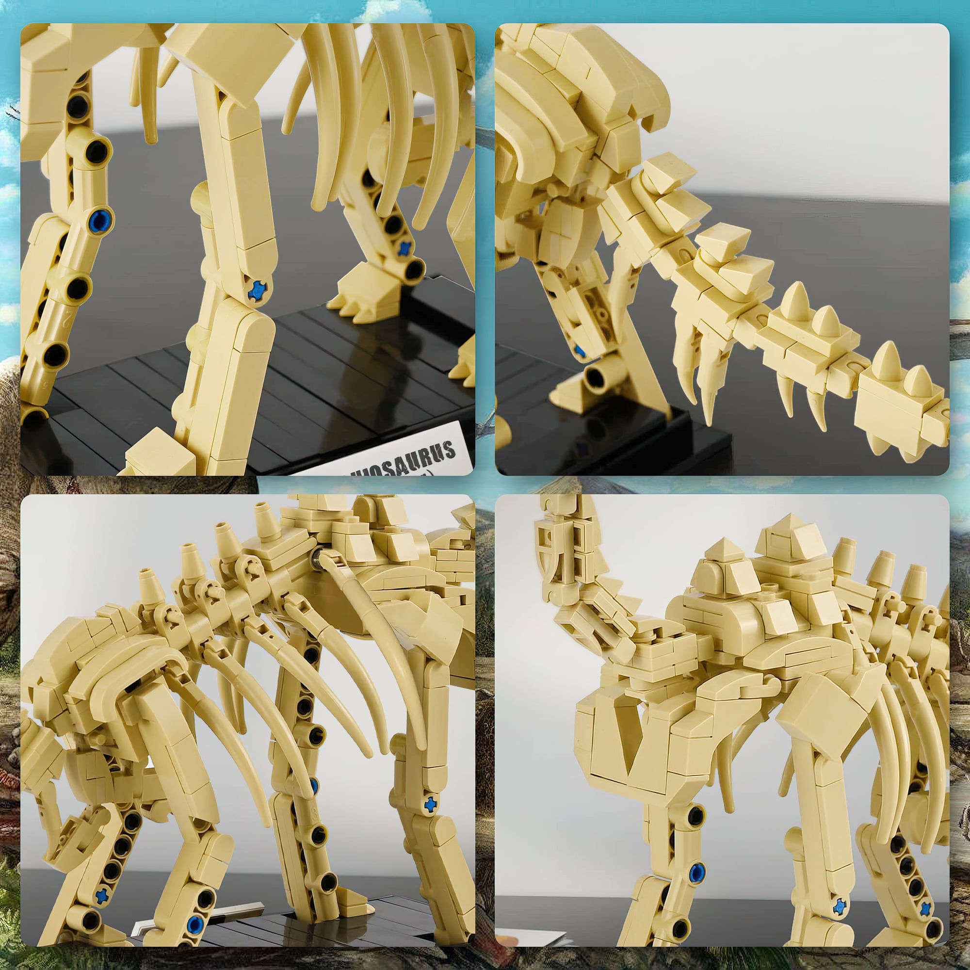 MACTANO Diplodocus Dinosaur Fossil Building Block Set (Beige, 501 Pieces) h1t4r