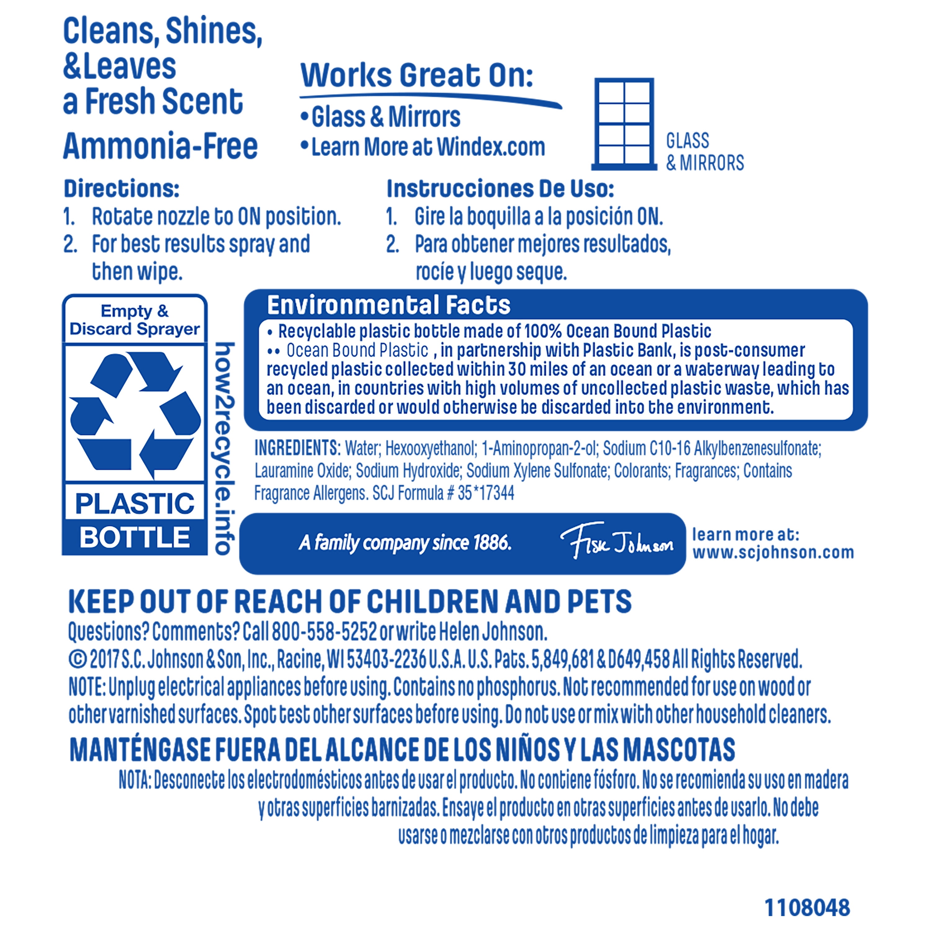 Windex Ammonia-Free Glass Cleaner, Streak-Free Shine, Crystal Rain Scent (23 fl oz) ee107