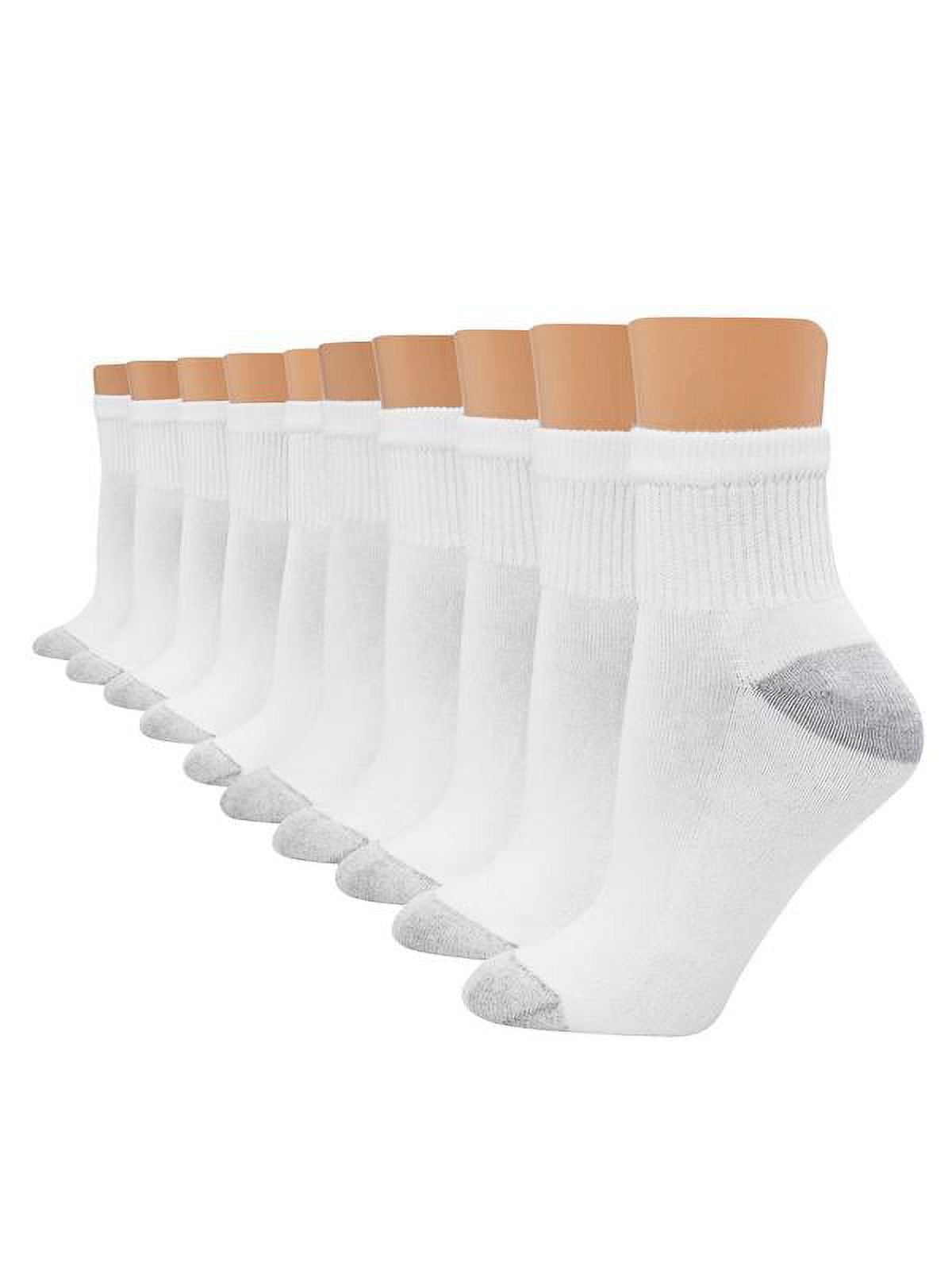 Hanes Women's Cushioned Ankle Socks, Moisture-Wicking Athletic Socks (White, 10-Pack, Size 5-9) 6wgux