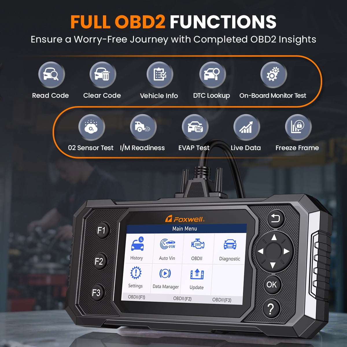 Foxwell GT20 OBD2 Scanner 4-System Diagnostic Tool for ABS SRS Transmission Engine (Black) p082n