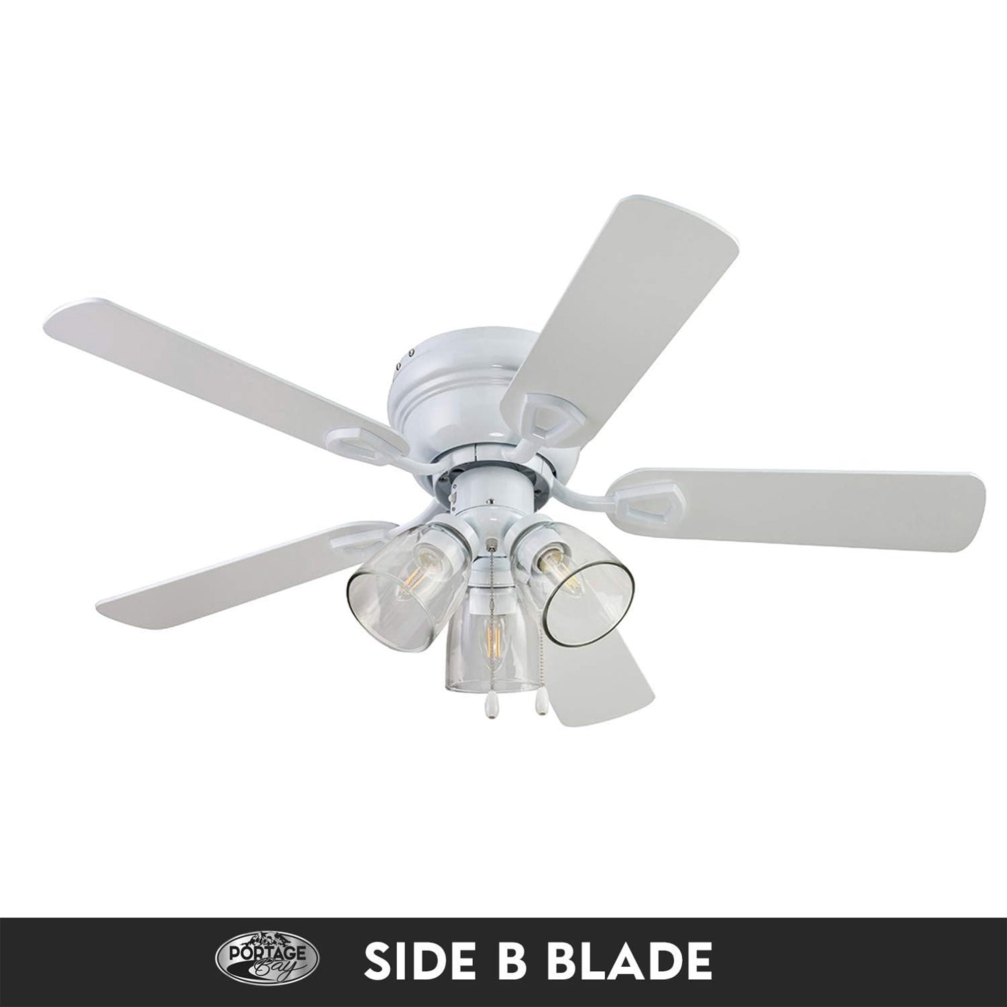 Portage Bay Renton Ceiling Fan with Quiet Reversible Motor and LED Light (Brushed Nickel, 52 in) 6b6oj