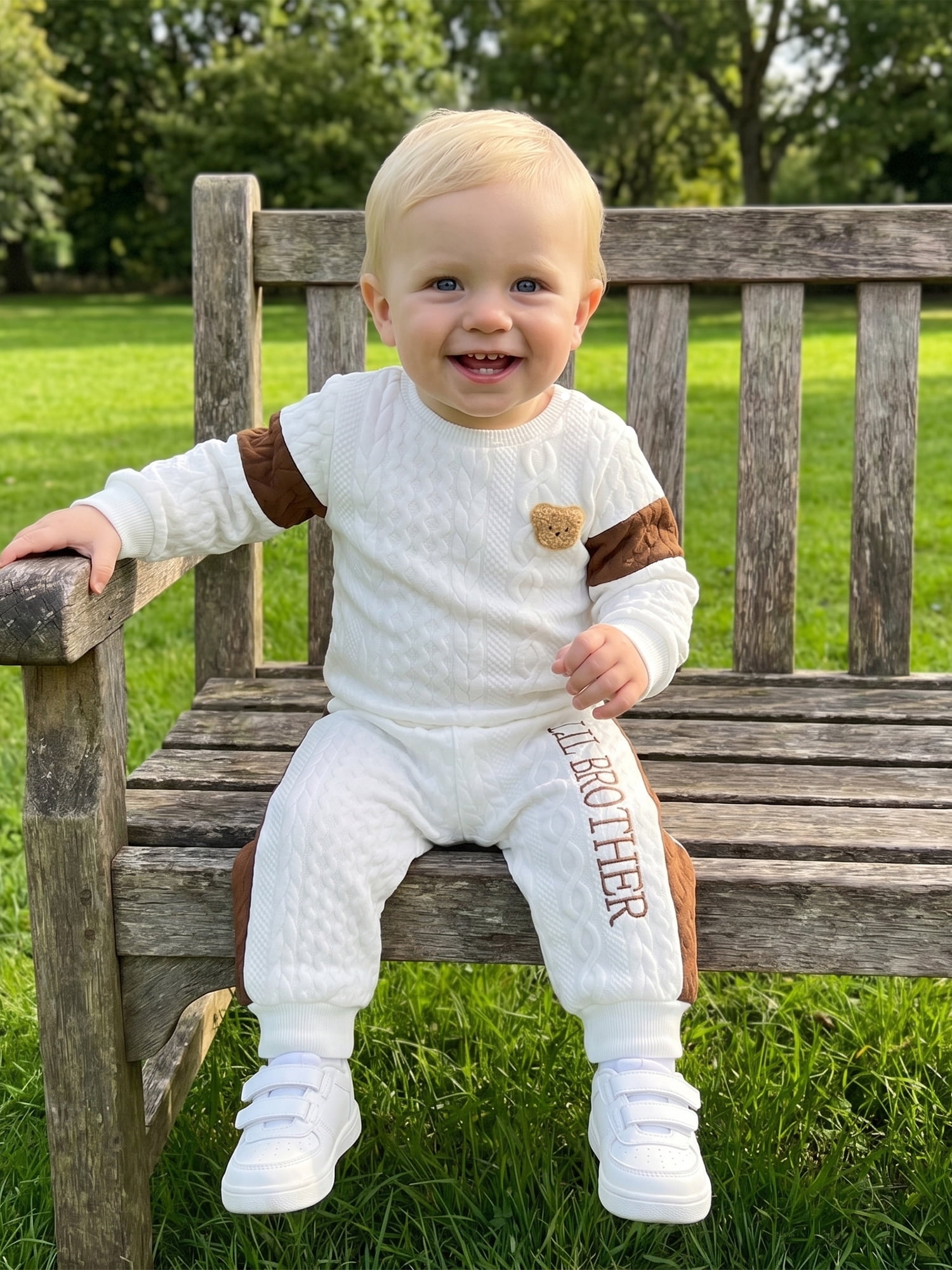 BemeyourBBs Baby Boy Long Sleeve Romper and Striped Pants Set (White, 0-3 Months) n23u1