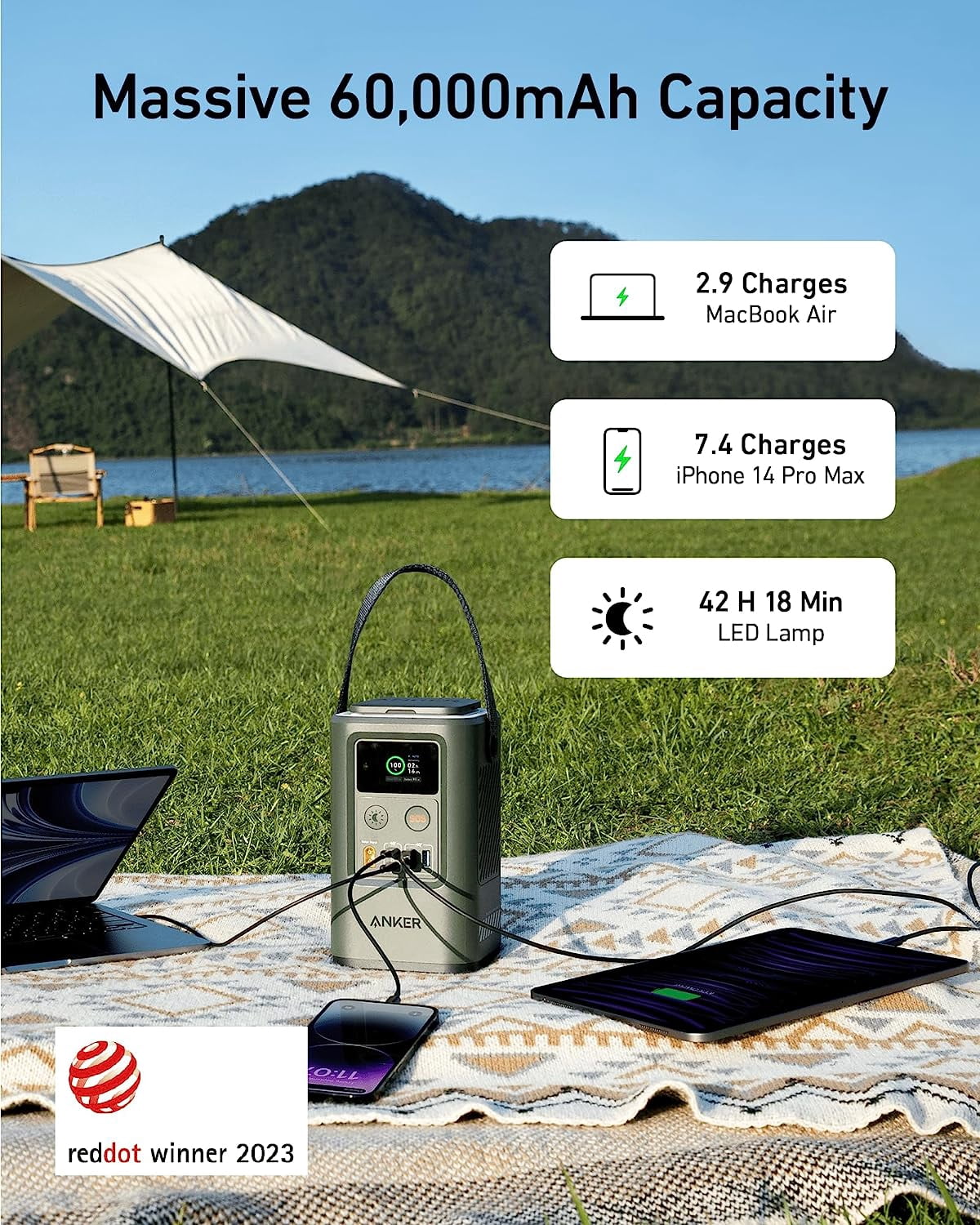 Anker 548 Power Bank Portable Outdoor Generator with Smart Display and SOS Mode (Green, 192Wh) m9a9a