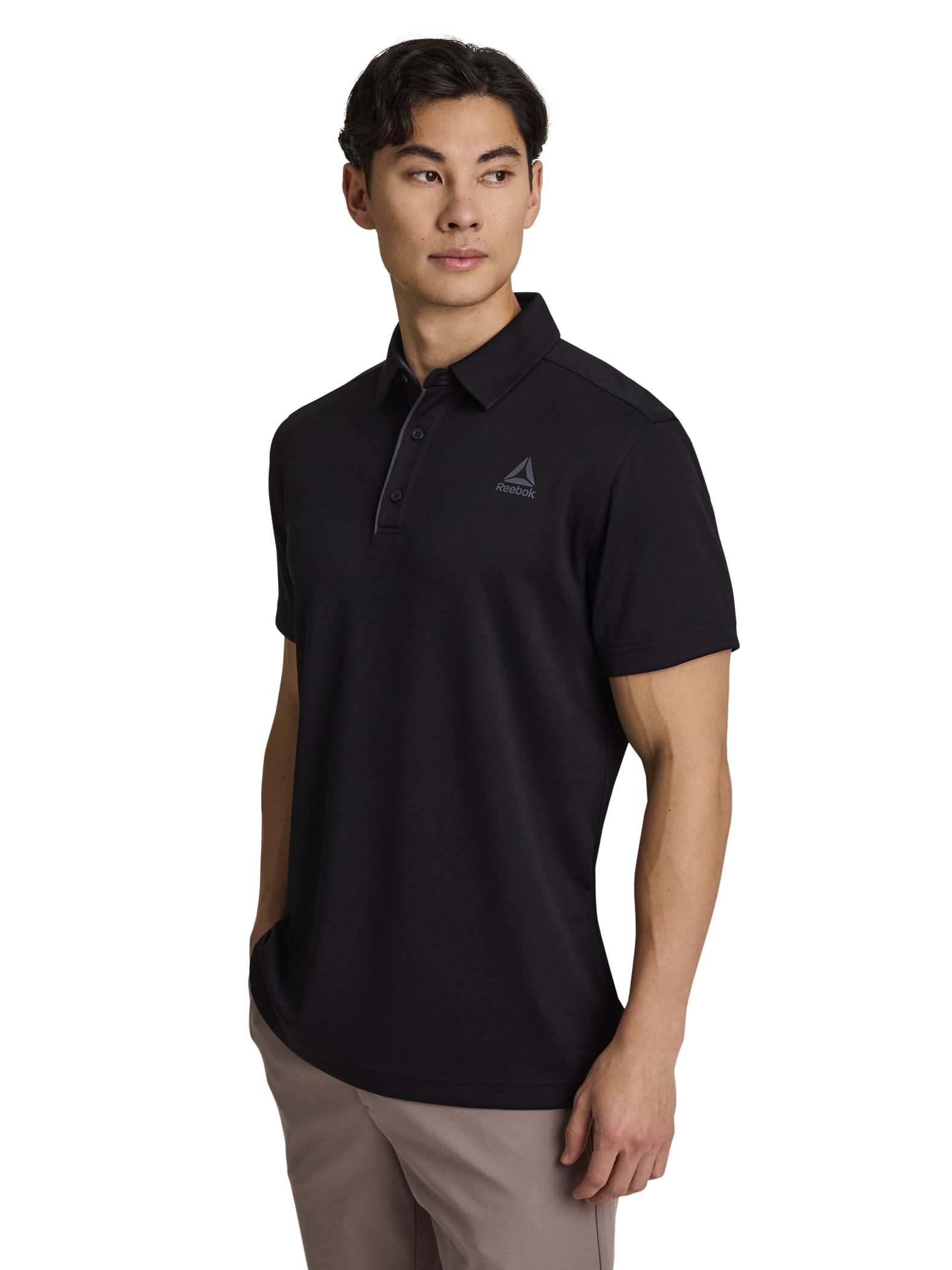 Reebok Men's Performance Polo Shirt, Moisture-Wicking Active Golf Top (Black, XS) glfl4