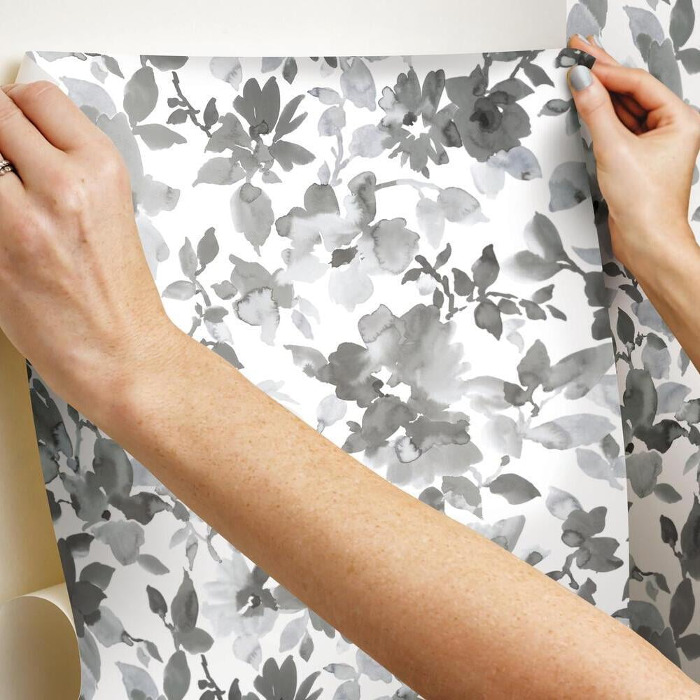 RoomMates Floral Peel and Stick Wallpaper, Removable Self-Adhesive Wall Decor (Light Pink, 28.18 sq ft) 01qoa