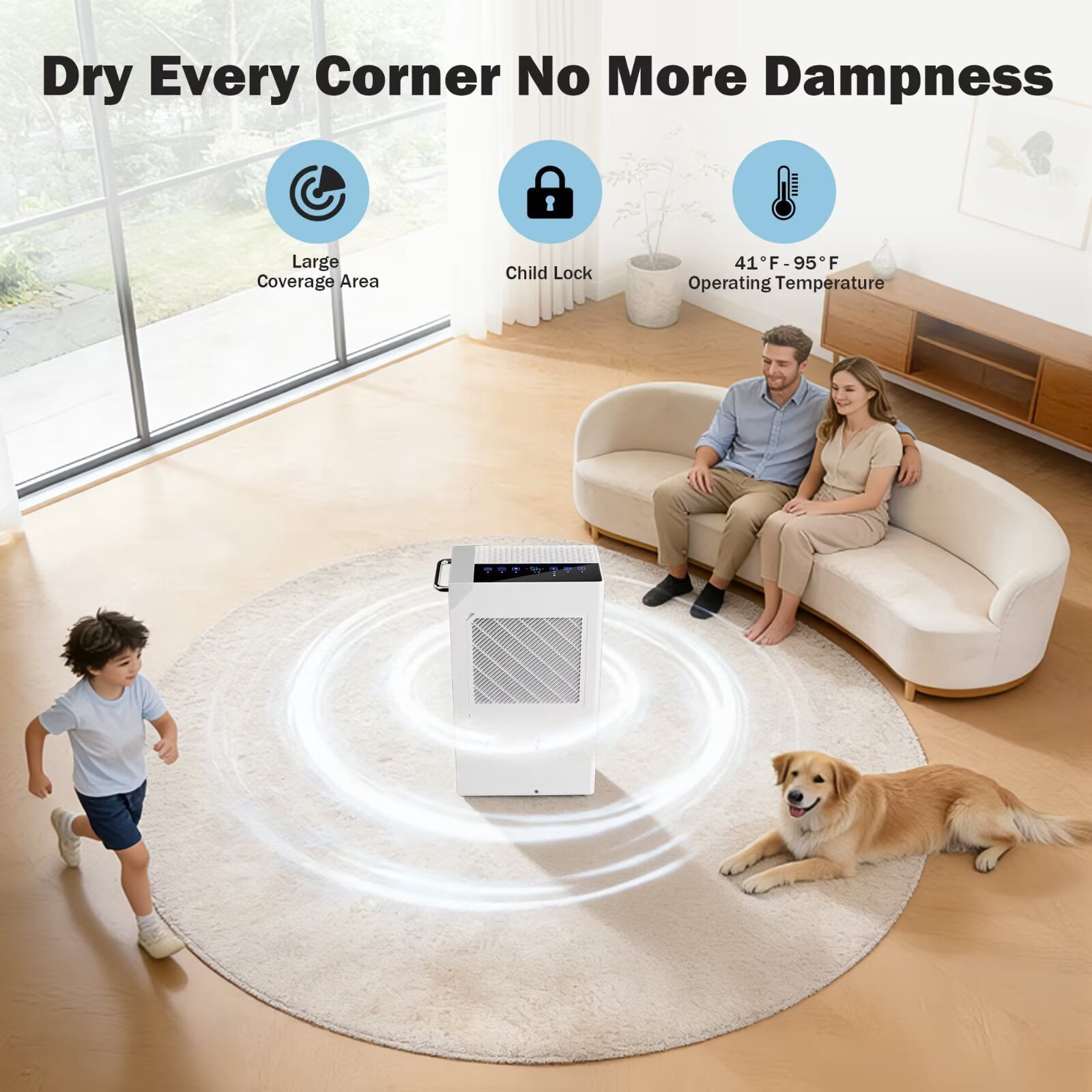 AKIRES Dehumidifier for Basement and Home, 74 Pints Daily Capacity, Auto Shut Off and Drain Hose (Black, 5000 Sq.ft) 21haf