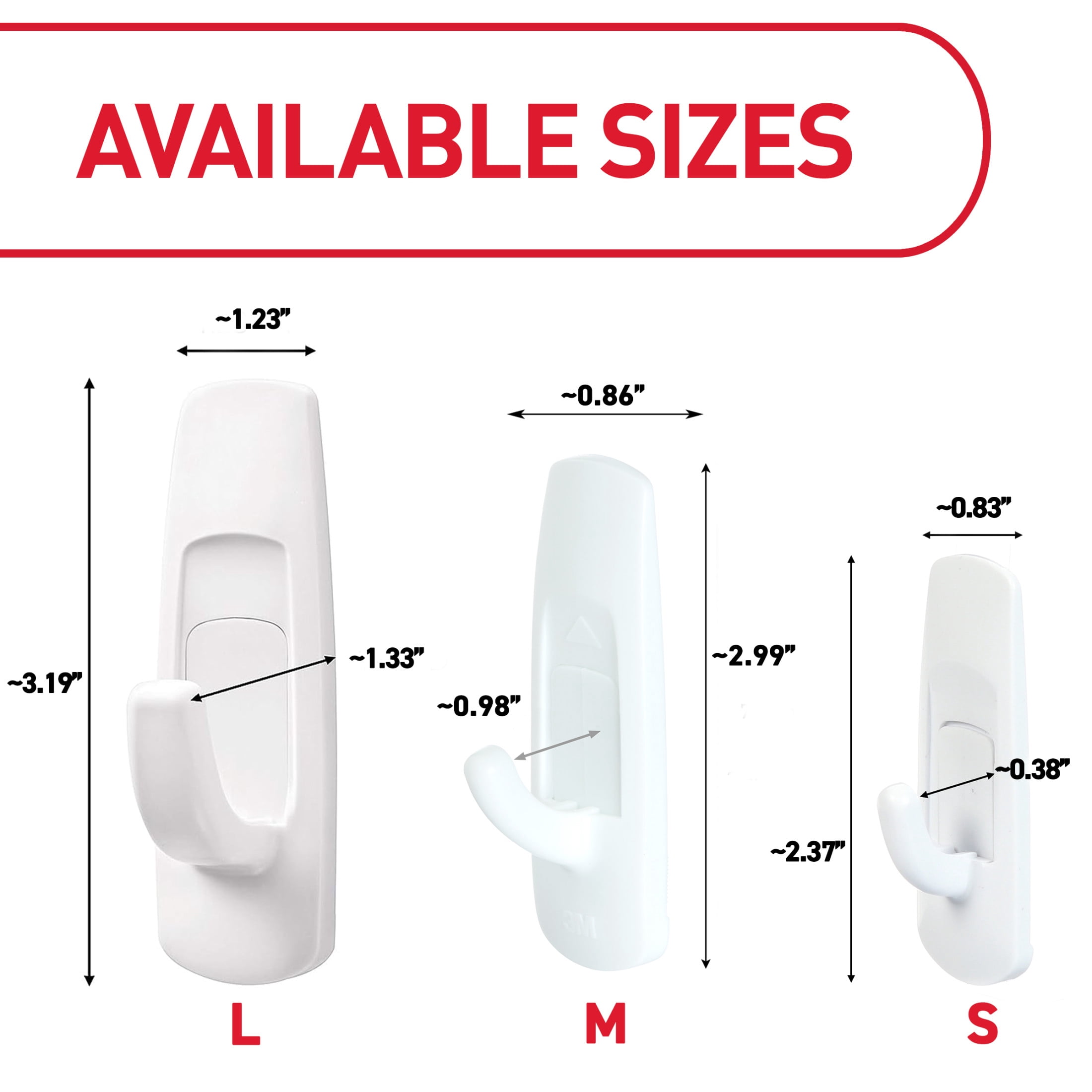 Command Large Utility Hooks for Damage-Free Wall Hanging (White, 3 Hooks and 6 Strips) bzusy