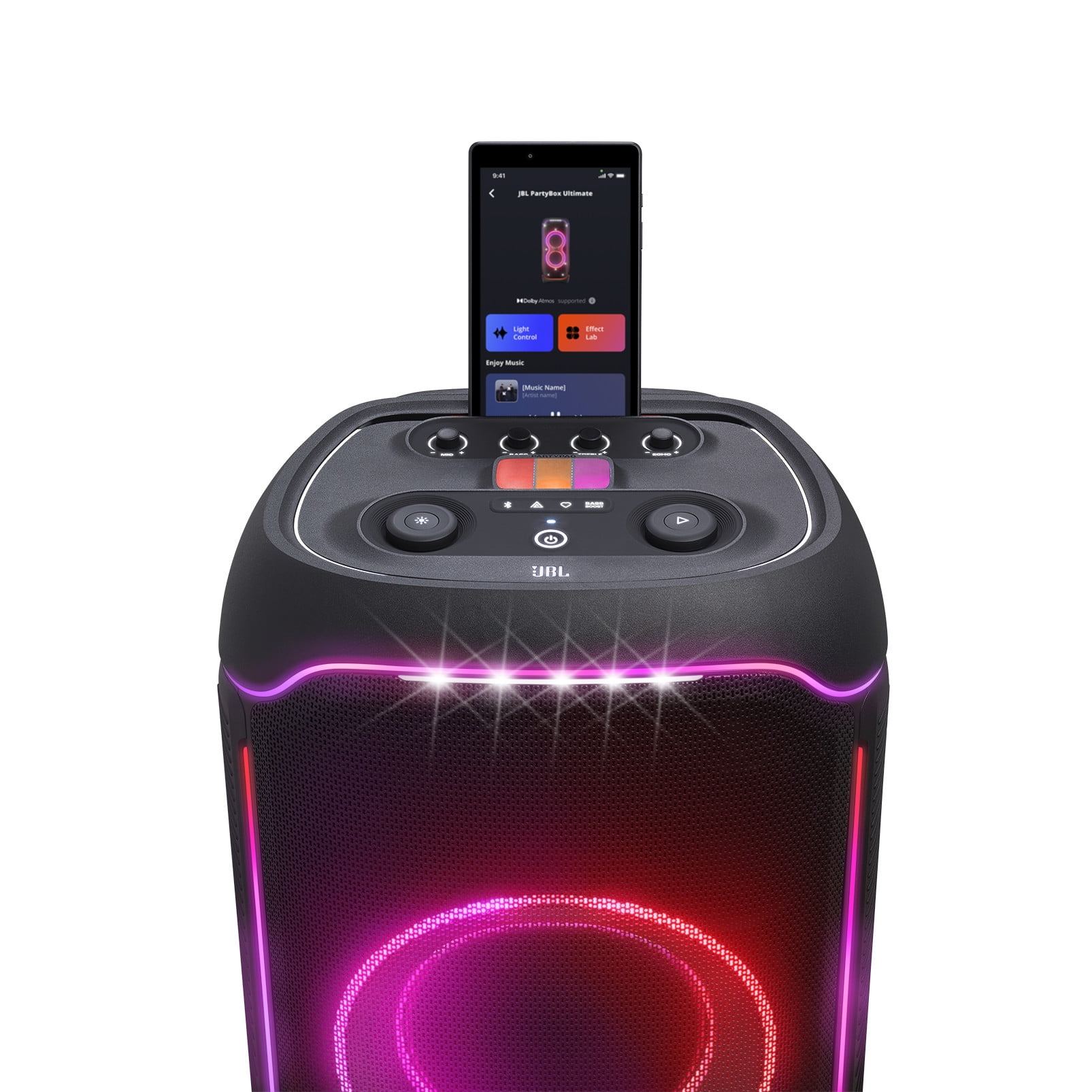 JBL PartyBox Ultimate High-Power Wireless Party Speaker with Dynamic Lightshow and Splashproof Design (Black) ny8wo