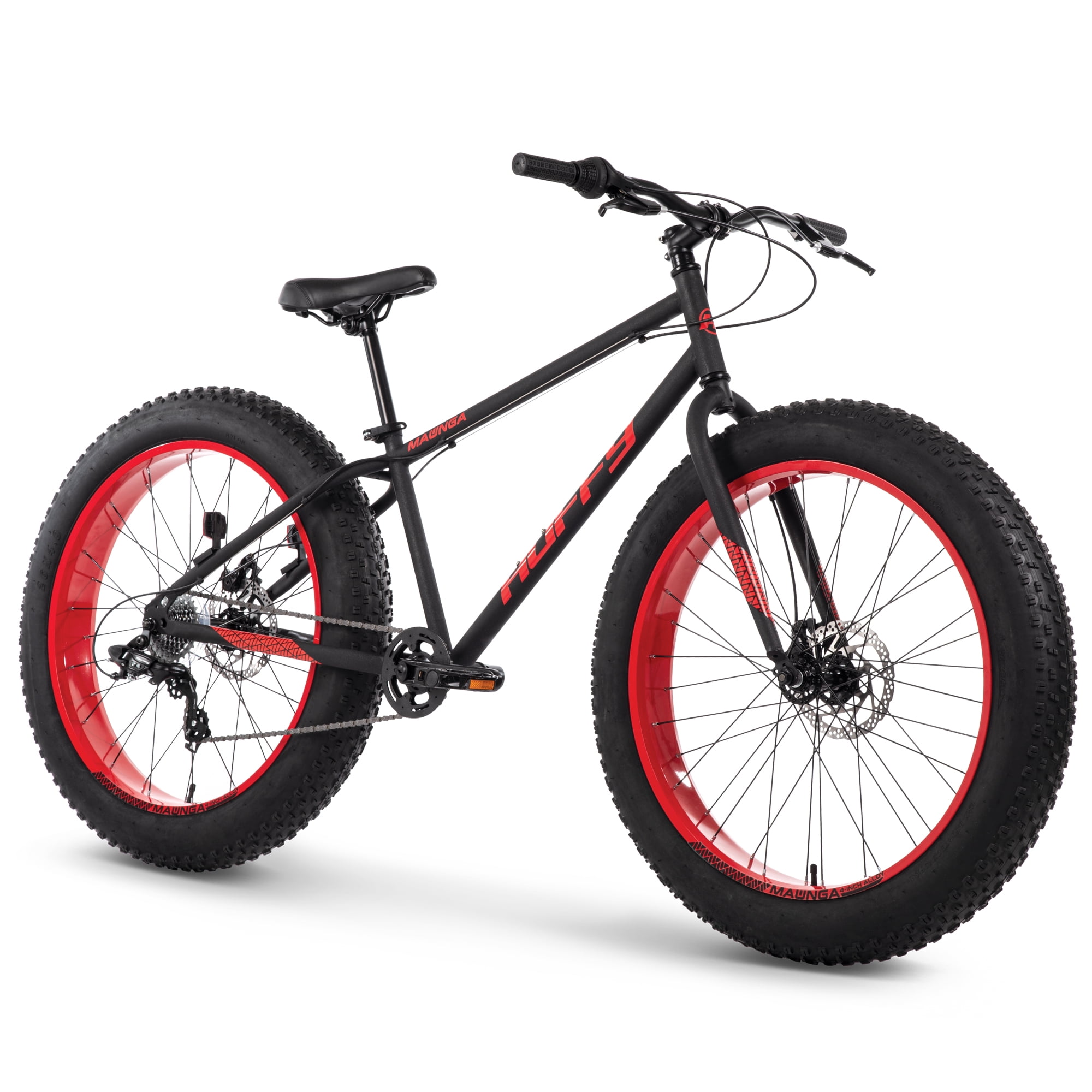 Huffy Maunga Fat Tire Mountain Bike, Durable Steel Frame, 7-Speed Shimano Drivetrain, Disc Brakes (Black/Red, 26 in) m5cel - Image 2