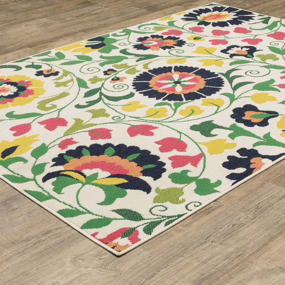 Oriental Weavers Havana Indoor/Outdoor Area Rug (Ivory/Multi, 5.25 ft x 7.25 ft) tpzf3