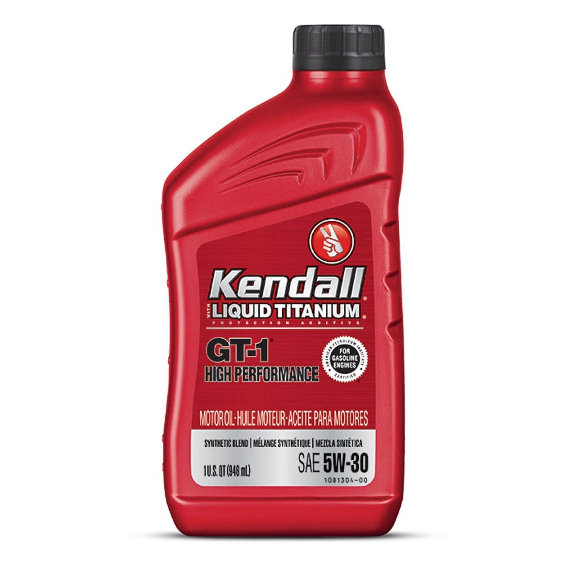 Kendall GT-1 High Performance Motor Oil, 5W-30 Semi-Synthetic Engine Lubricant (32 fl oz) 4fzx6