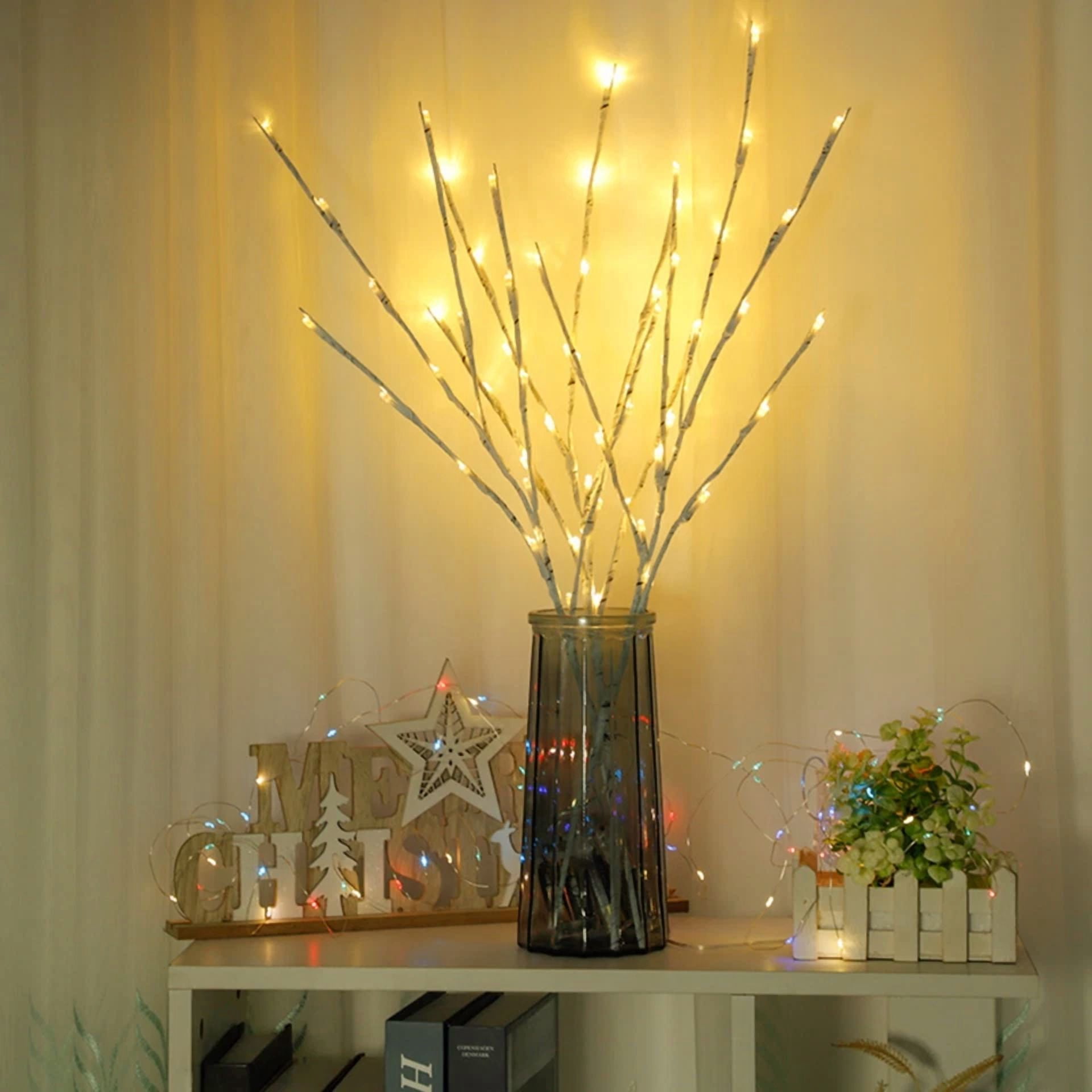VAULT White Birch Twig Branch Lights Decorative LED Floral Lighting (White, 2-Pack) ciyw2