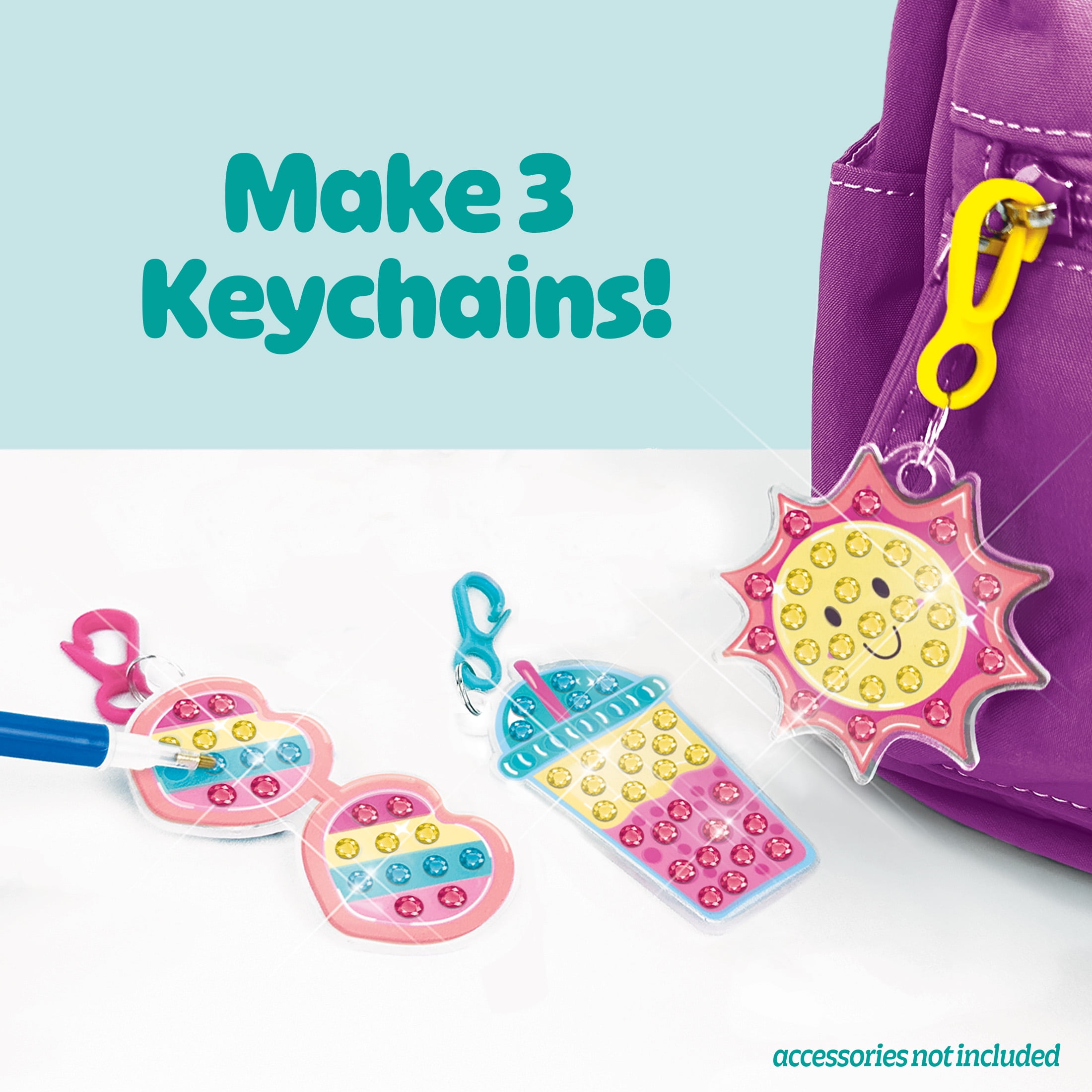 Hello Hobby Diamond Art Keychain Craft Kit, DIY Gem Painting Activity Set (3 Piece Keychain Set) e3ayr