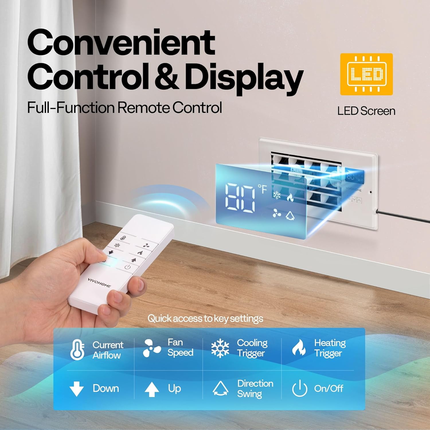 SPECSTAR Register Booster Fan with Smart Thermostat and 10-Speed Remote Control (White, 4 in x 10 in) 35drs