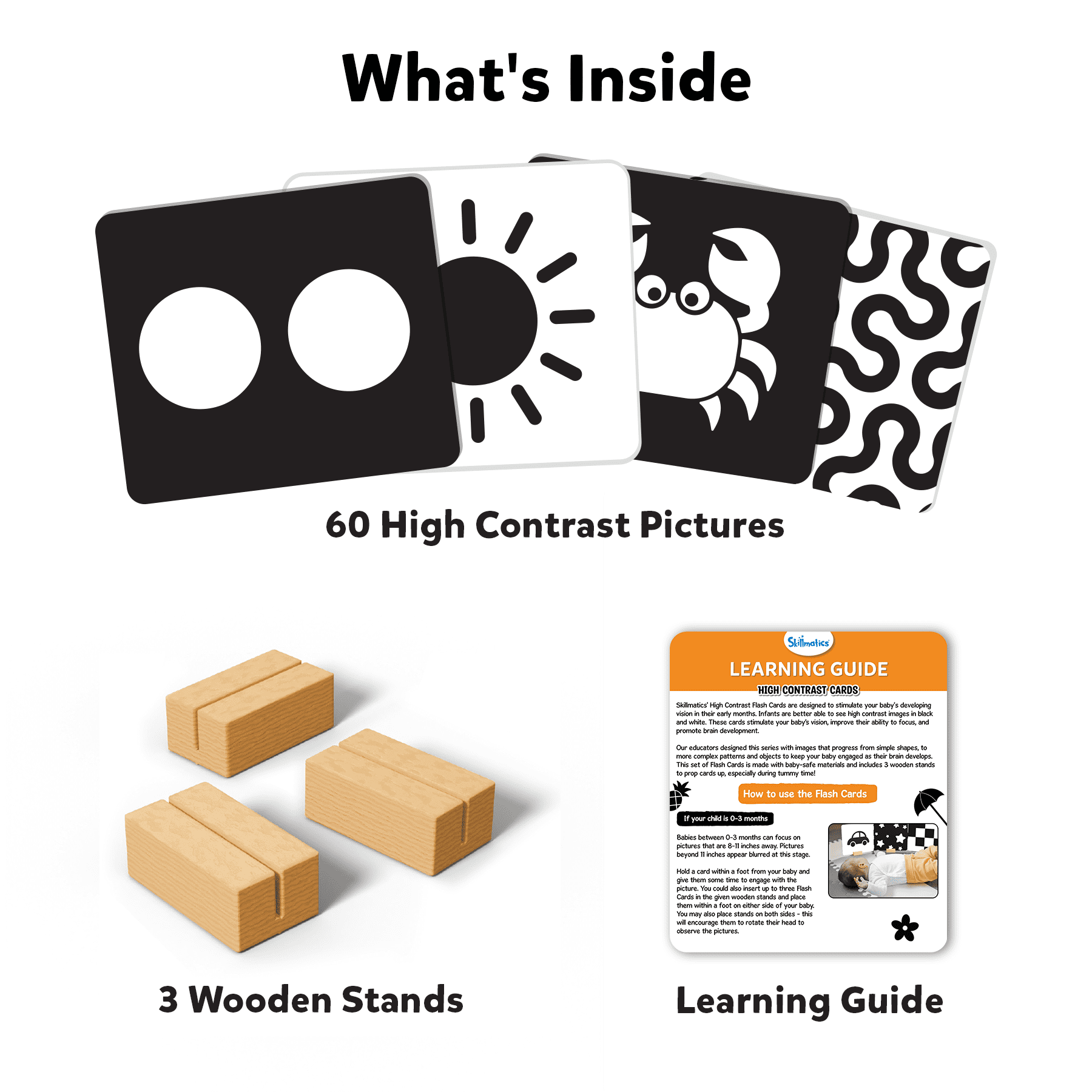 Skillmatics High Contrast Visual Stimulation Flash Cards for Infants (Black and White, 5.1 in x 5.9 in) k6v36