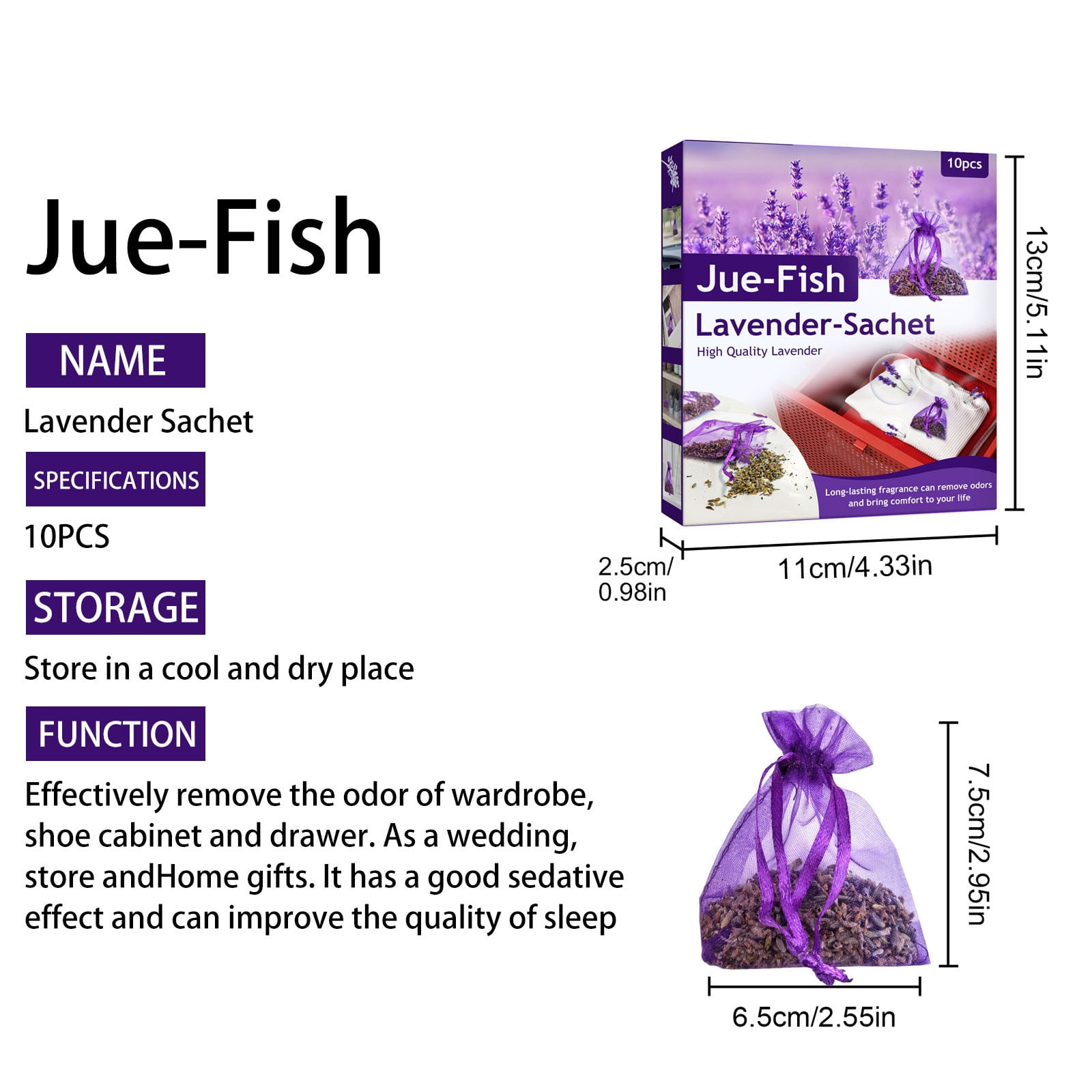 TOPRenddon Natural Lavender Sachet Bags for Closet and Car (10 Pack, 4 in) 9fput