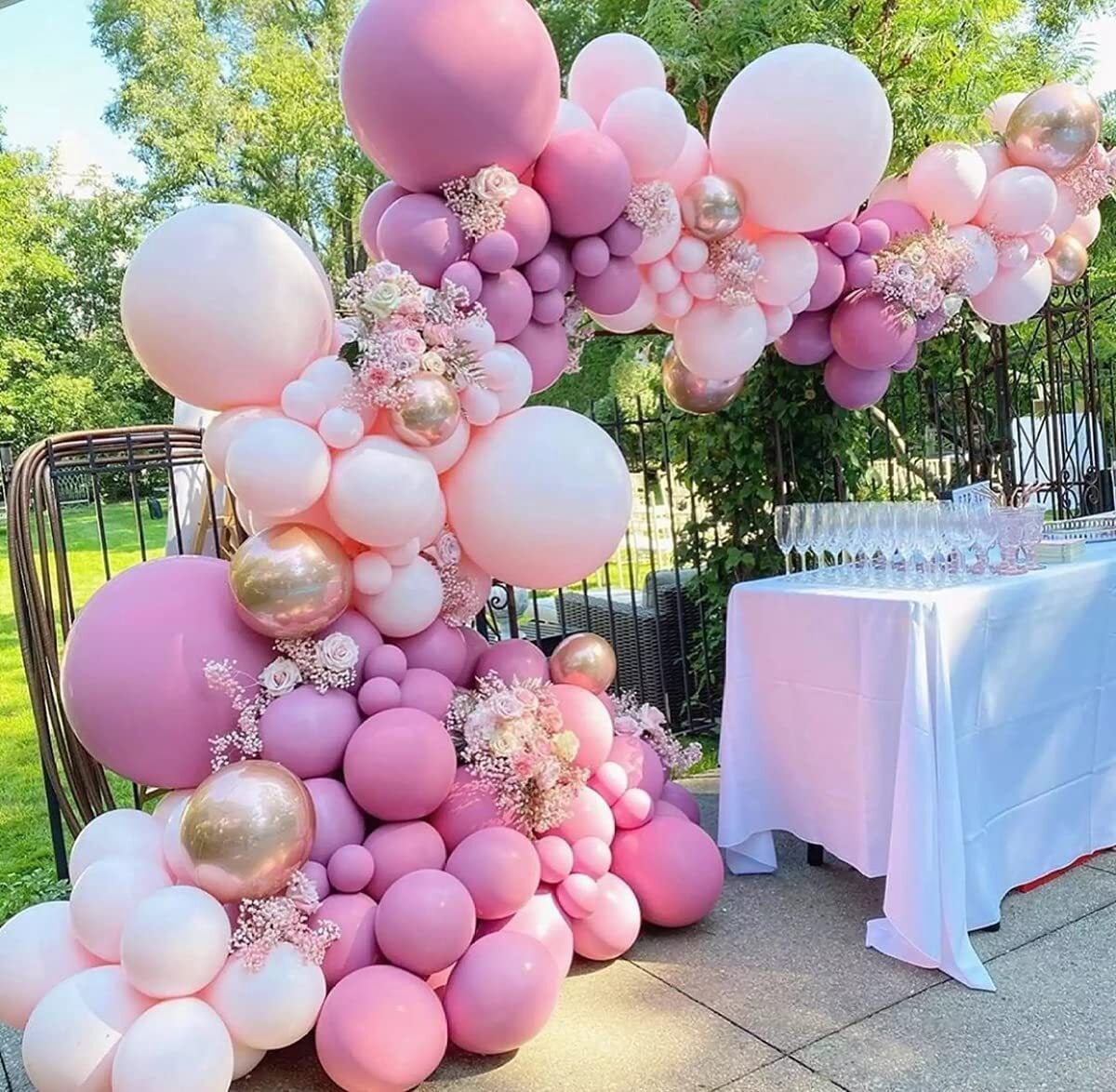 MMTX Pink Balloon Garland Arch Kit with Confetti and Rose Gold 4D Balloons for Party Decorations (86 Piece Set) en75q