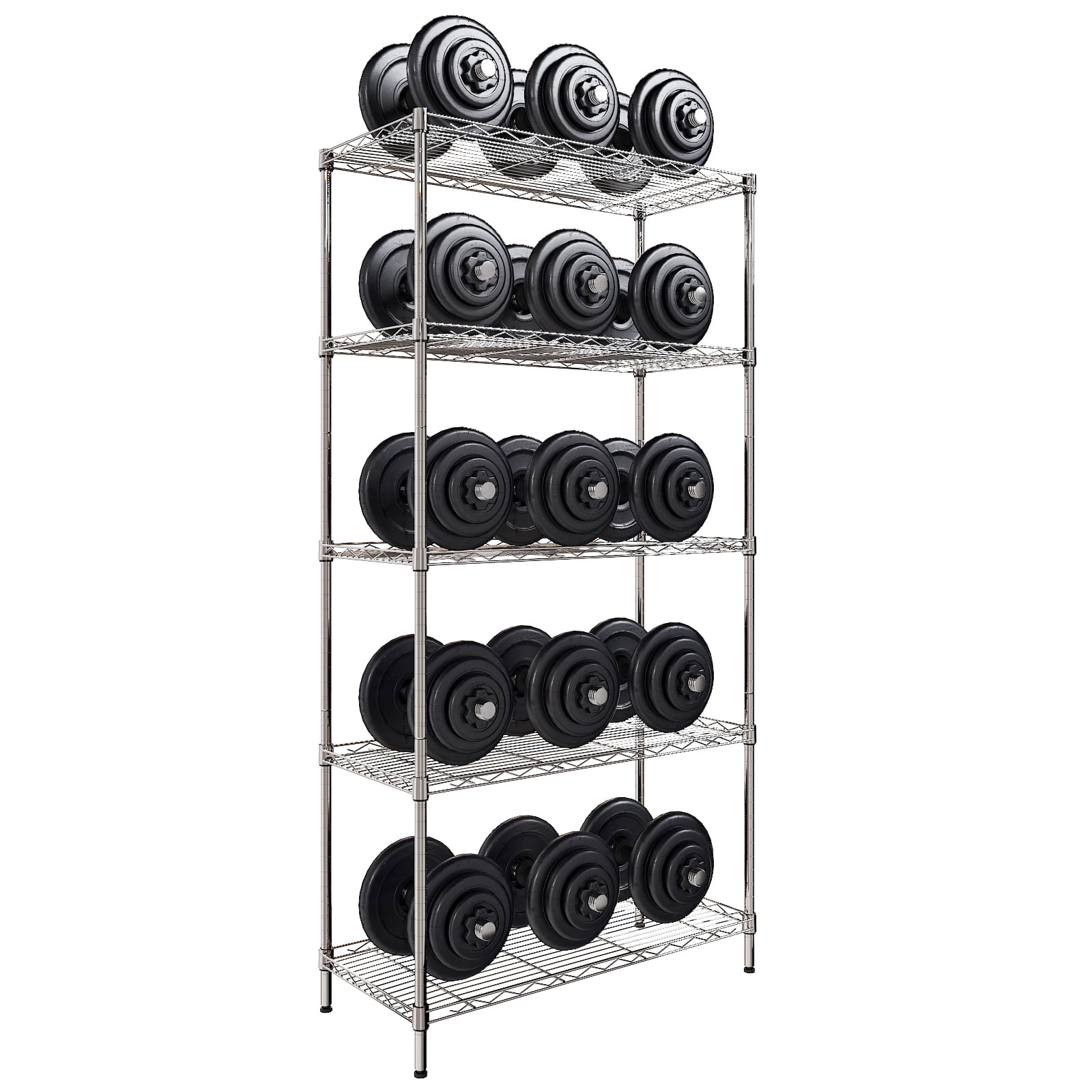 Ktaxon 5-Tier Heavy-Duty Wire Shelving Unit, Adjustable Steel Storage Rack for Garage and Kitchen (Silver, 29.13 in W x 13.39 in D x 59.06 in H) 9h852