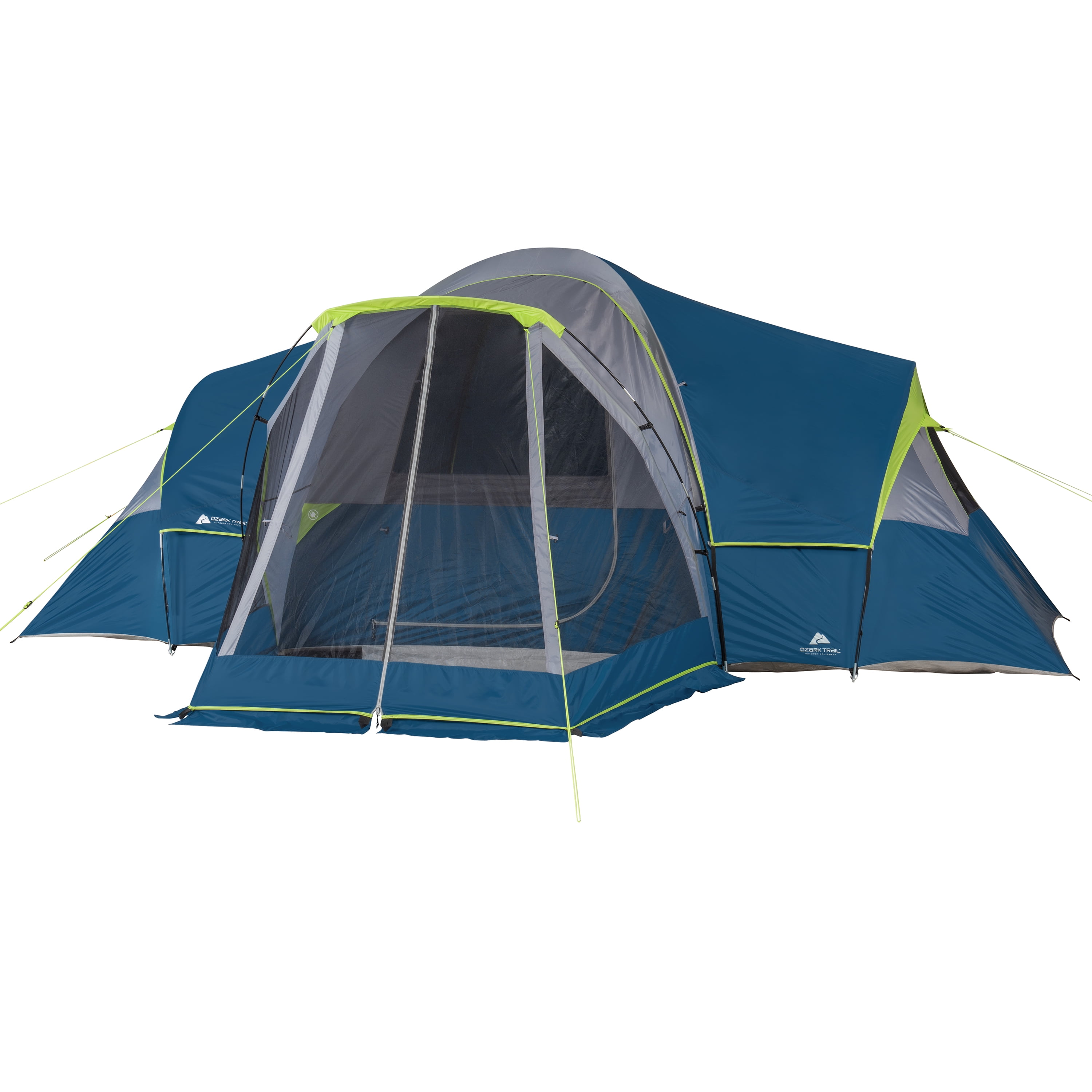 Ozark Trail 10-Person Dome Tent with Screen Porch (3-Room Family Camping Tent, 17 ft x 8.5 ft) gu8o0