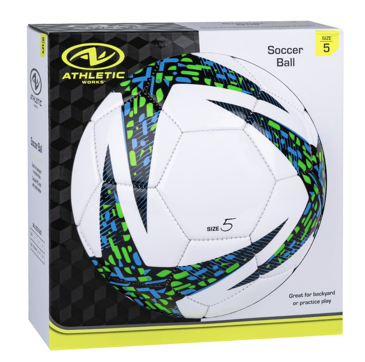 Athletic Works Soccer Ball, Durable PVC Shell for Practice and Match Play (Blue, Size 5) bn1te