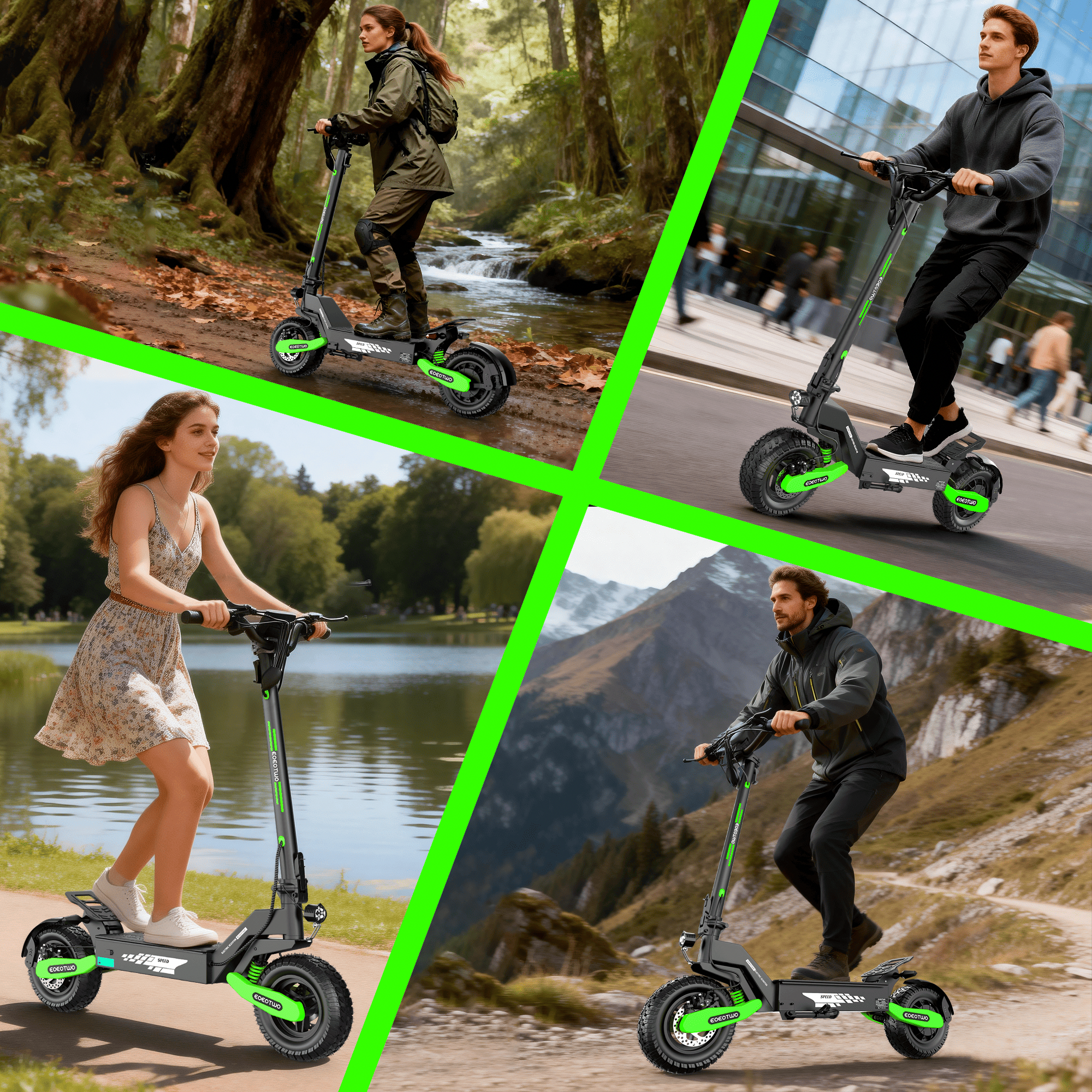 UiGGOO Electric Scooter for Adults, 1200W Motor, 30 MPH Speed, 25 Miles Range, Foldable Commuter E-Scooter (Green, 330 lb) qagak