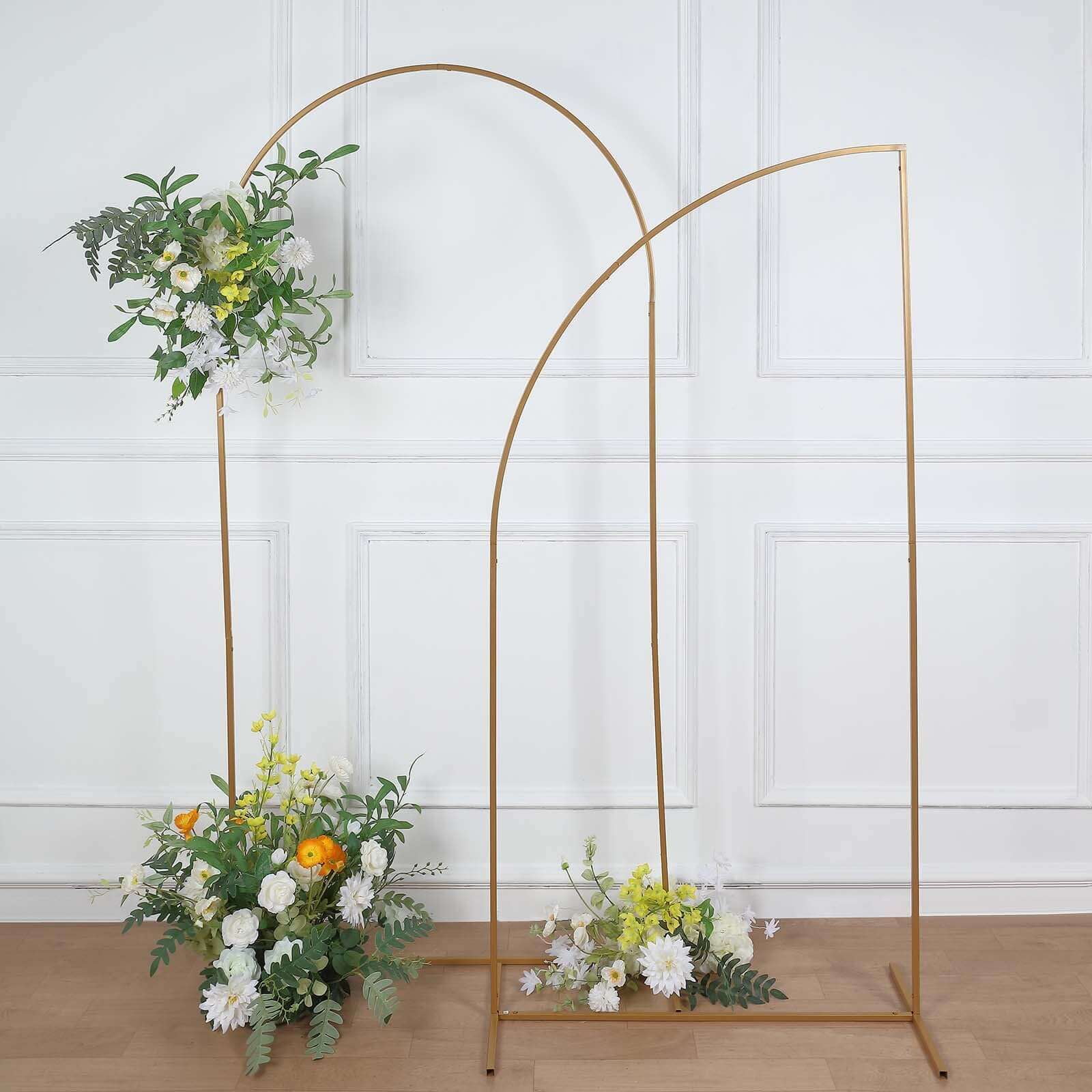 Efavormart Half Moon Wedding Arch Backdrop Stand, Metal Floral Frame Arbor Display (Gold, 3ft W x 6ft H) 1z54g