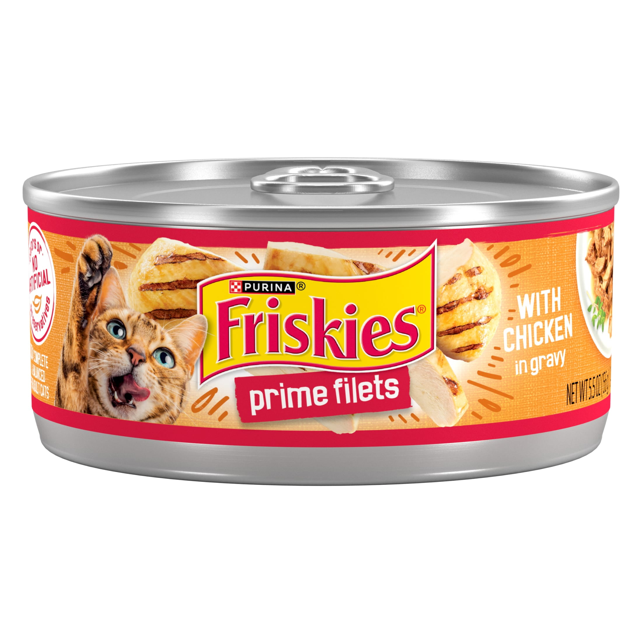 Friskies Prime Filets Wet Cat Food, Chicken in Gravy, Shredded Meaty Chunks (12 Pack, 5.5 oz) 3cswj