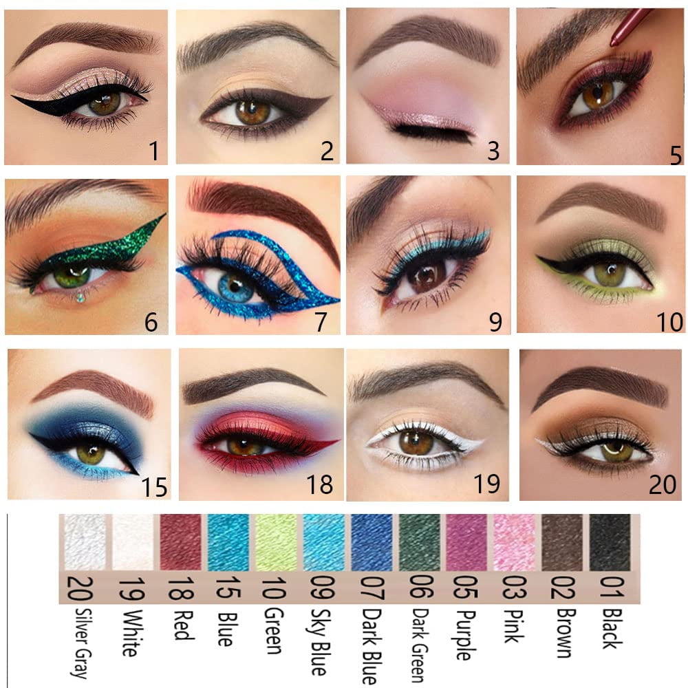 Livhil 12-Piece Colorful Eyeliner Pencil Set, Waterproof Gel Eye and Lip Liner Makeup (Multicolor, 12 Count) p9t73