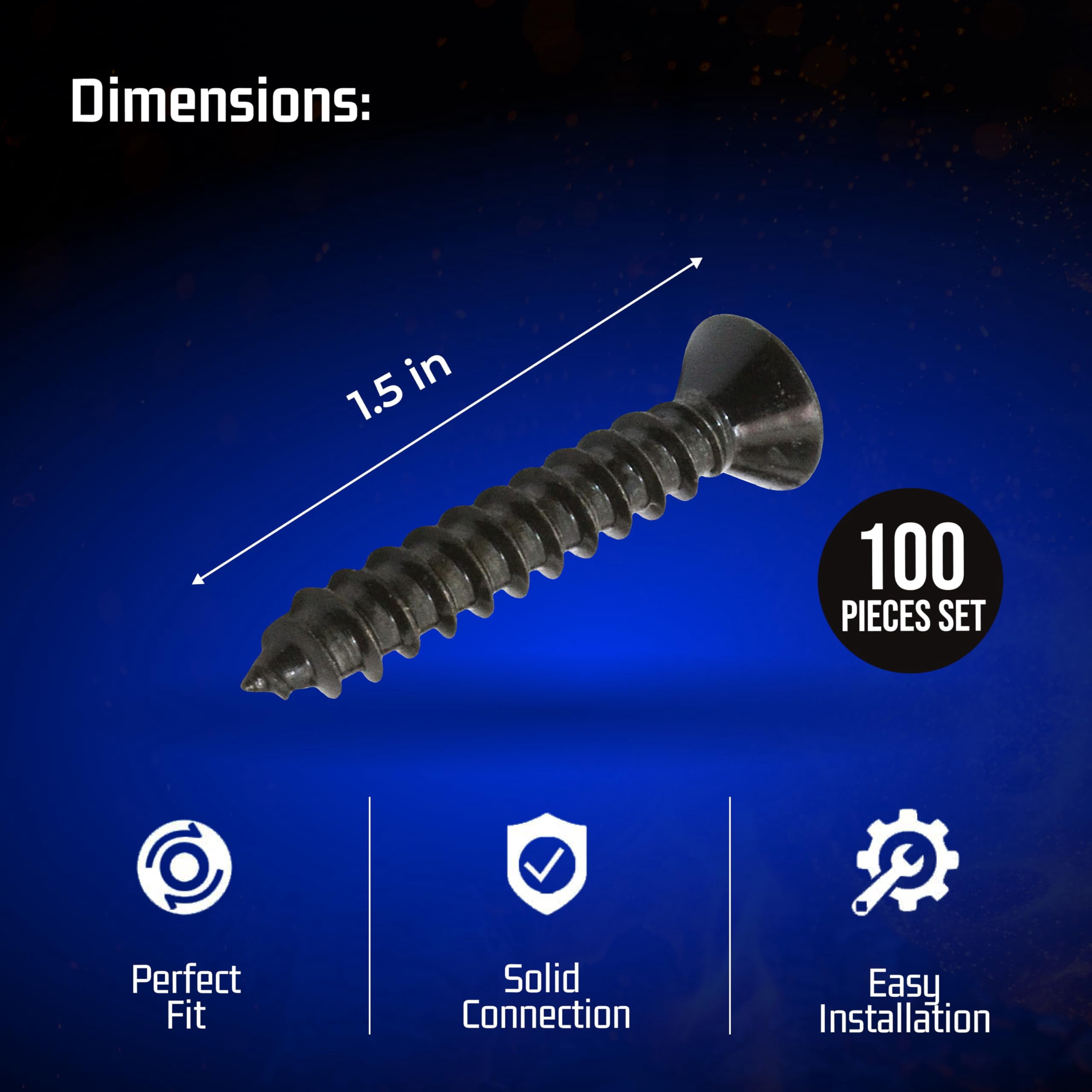 Bolt Dropper #8 x 1-1/2-Inch Wood Screws (Black, 100 Pack) d3g51