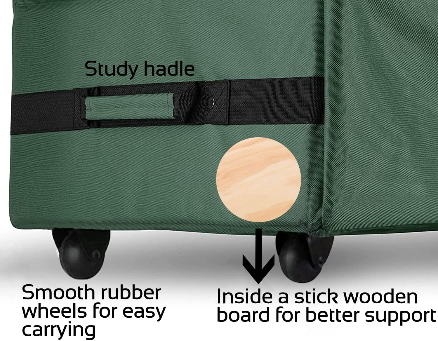 Skywee Rolling Christmas Tree Storage Bag for Artificial Trees up to 9 ft (Green, 1 Pack) 0fok9