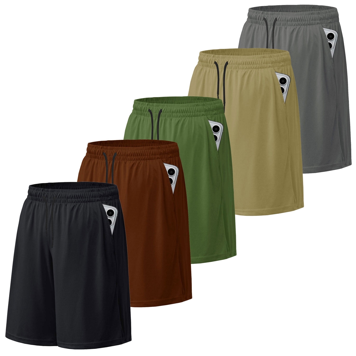 SMNDY Men's Athletic Mesh Workout Shorts with Pockets (5 Pack) zjykq
