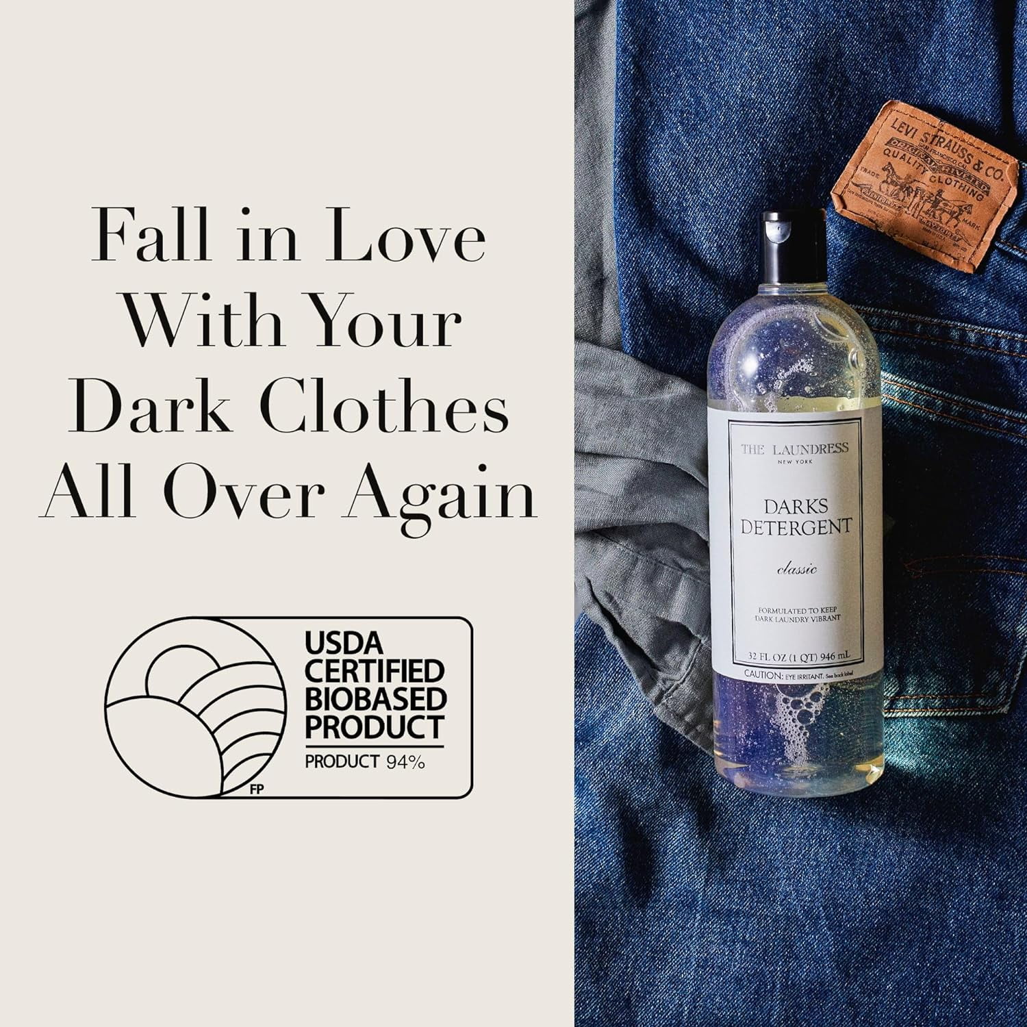 The Laundress Darks Detergent, Concentrated Laundry Liquid for Vibrant Colors, Stain-Fighting Formula (Classic Scent, 32 fl oz) fofno