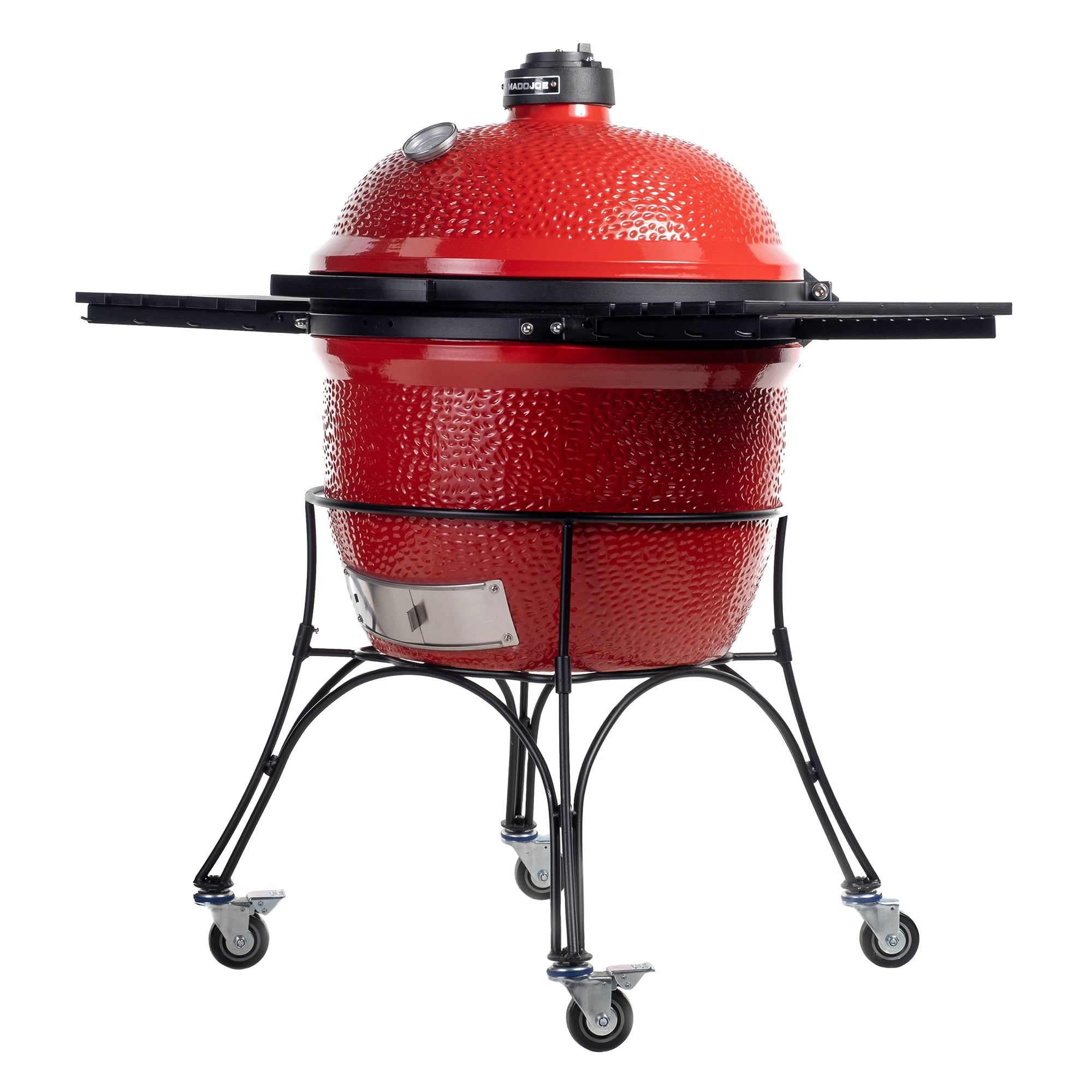 Kamado Joe Big Joe I 24 in. Ceramic Charcoal Grill with Cart and Side Shelves (Red, 24 in) 37rt4