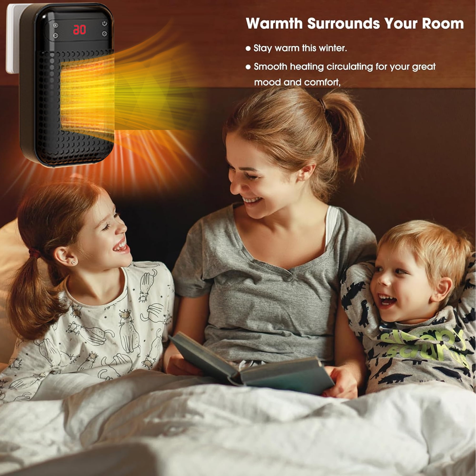 MUSICOZY Portable Electric Wall Space Heater with Adjustable Thermostat and Timer (Black, 500W) nlhj5