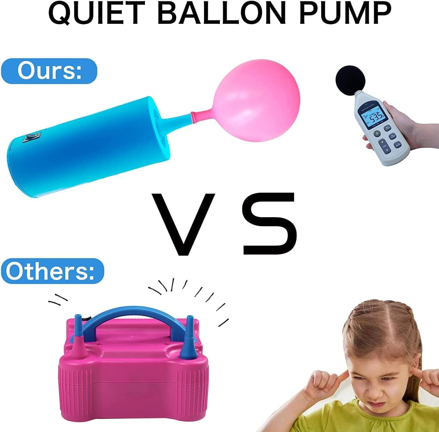 B-Qtech Electric Balloon Pump, Dual Nozzle Inflator for Party Decorations (Blue, 1.23 lb) vsfn7
