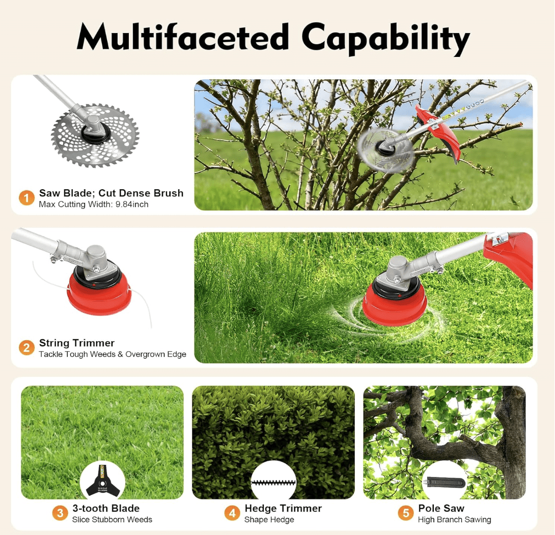 CHIKURA 9-in-1 Gas Hedge Trimmer and Brush Cutter Multi-Tool System (4-Stroke Engine) 1u4z9